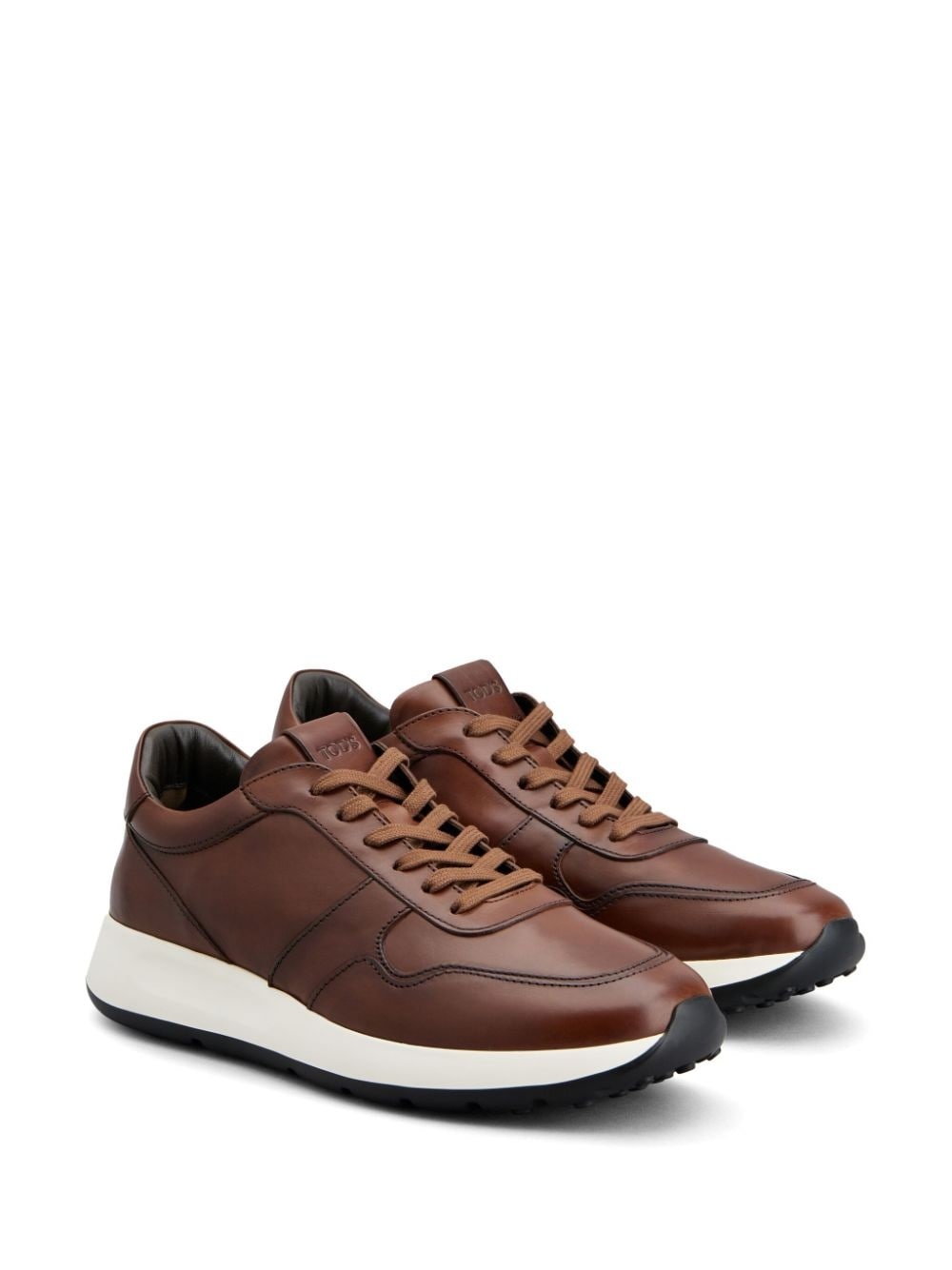 panelled leather sneakers - 2