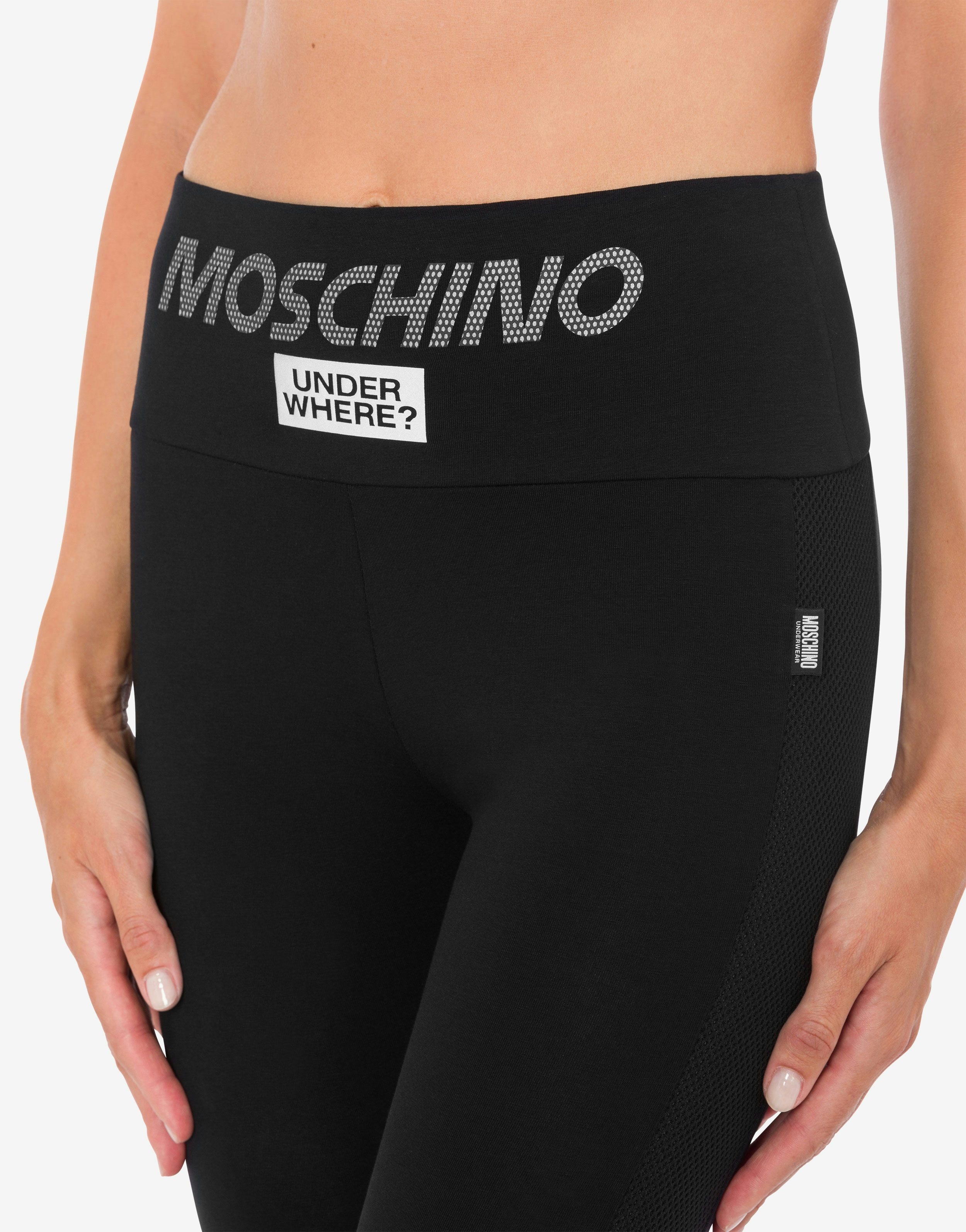 STRETCH JERSEY LEGGINGS WITH MESH LOGO - 4