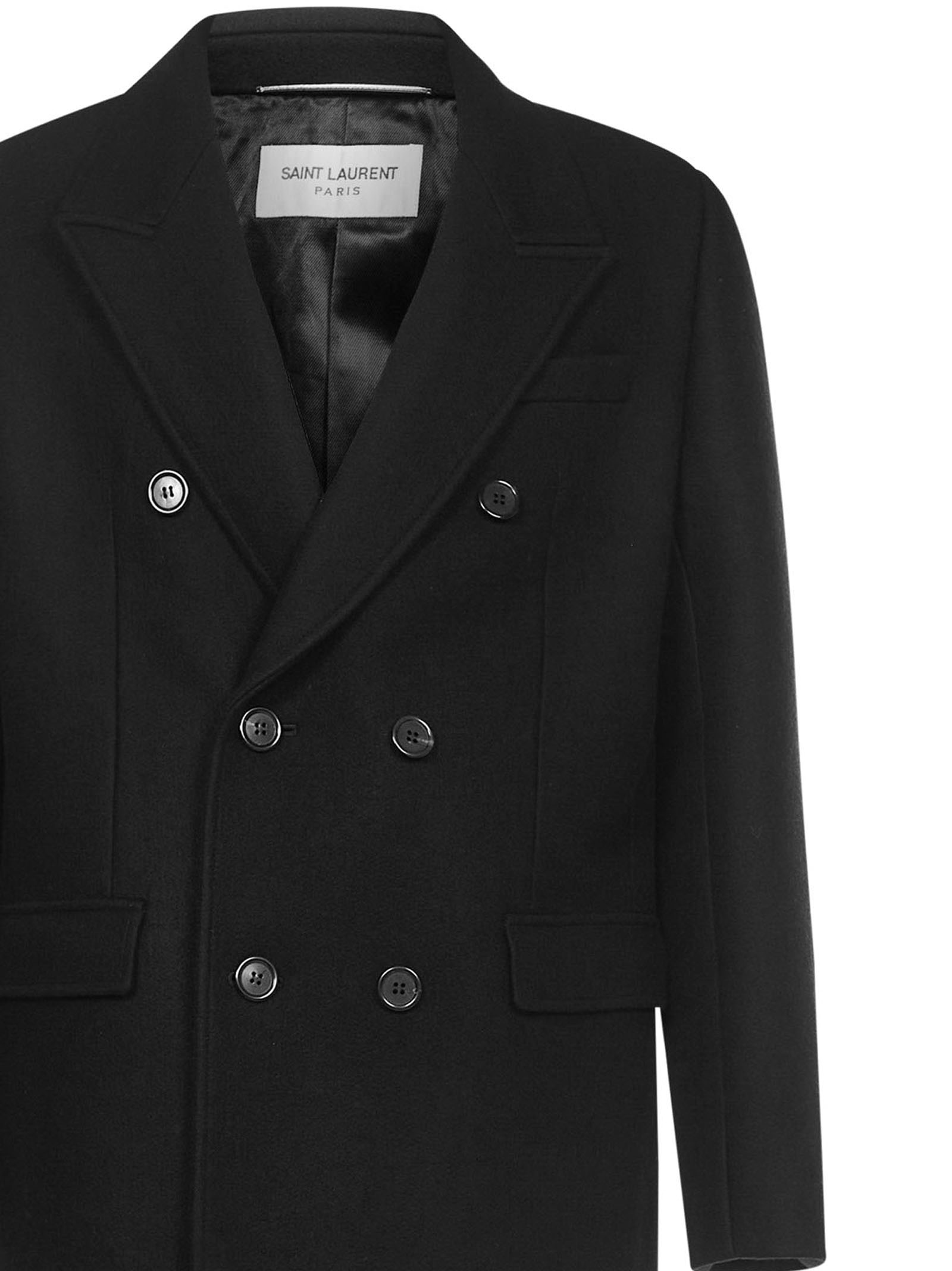 CHESTERFIELD double-breasted coat in black cashmere with peak lapel and back vent. - 3