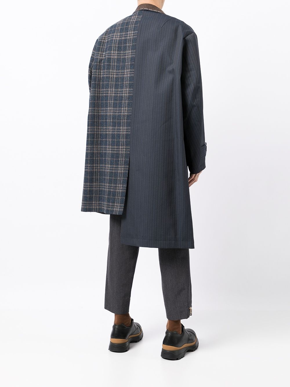 contrast-cut tailored wool coat - 4