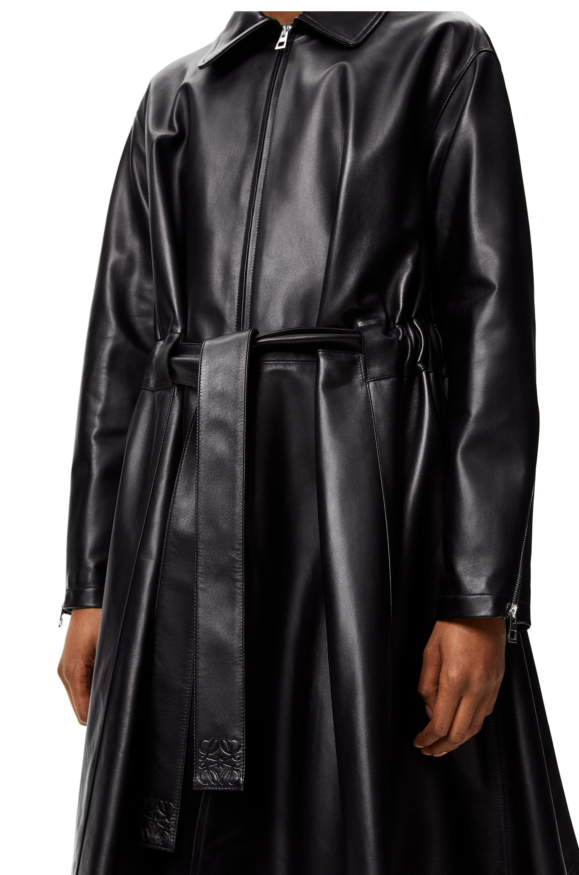 Elasticated belt coat in nappa - 5