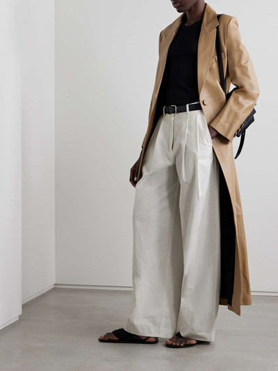Proenza Schouler Amber pleated crinkled cotton and hemp-blend wide-leg pants outlook