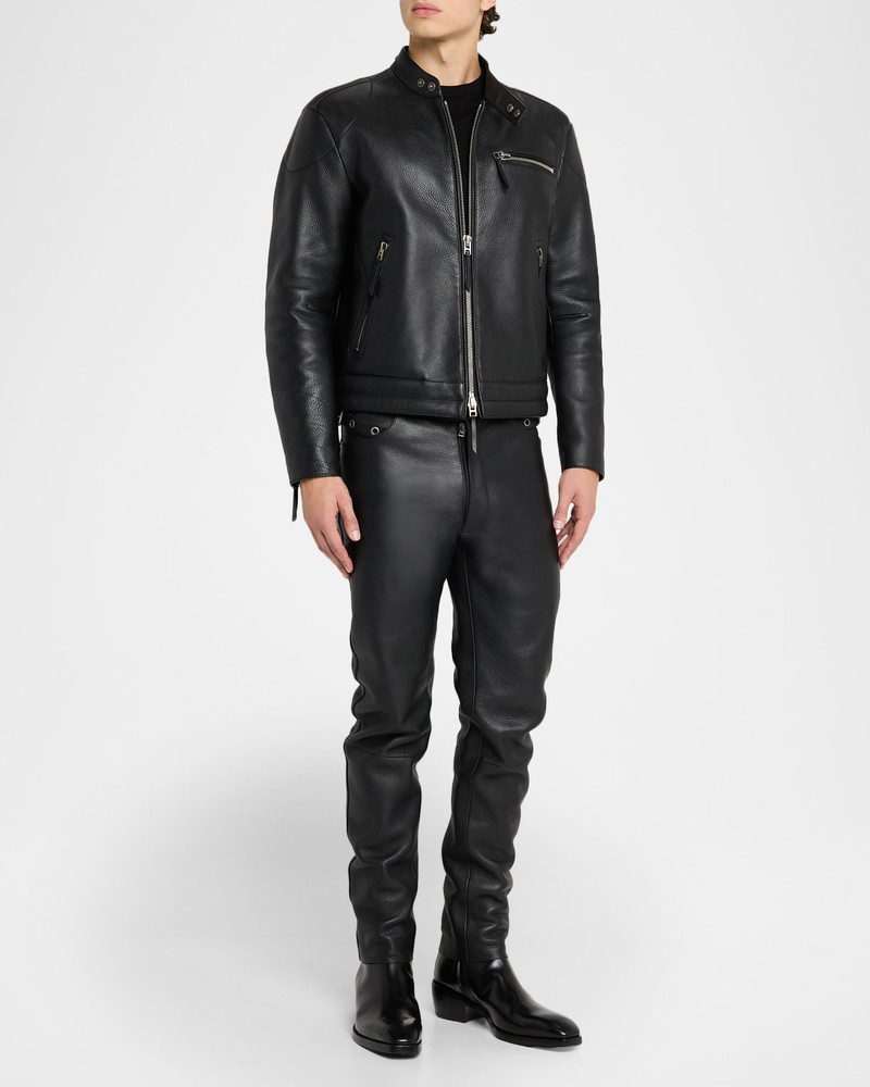 TOM FORD Men's Slim Fit Grained Leather Biker Pants outlook