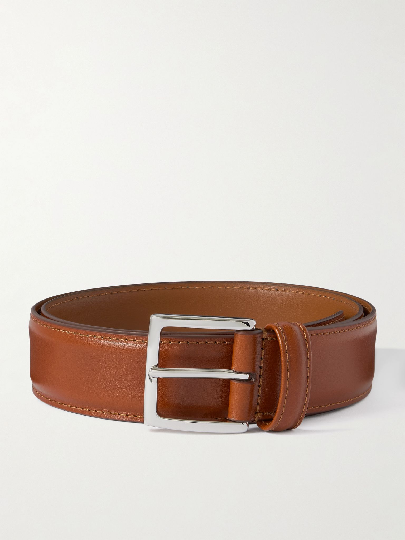 3.5cm Leather Belt Brown - 1