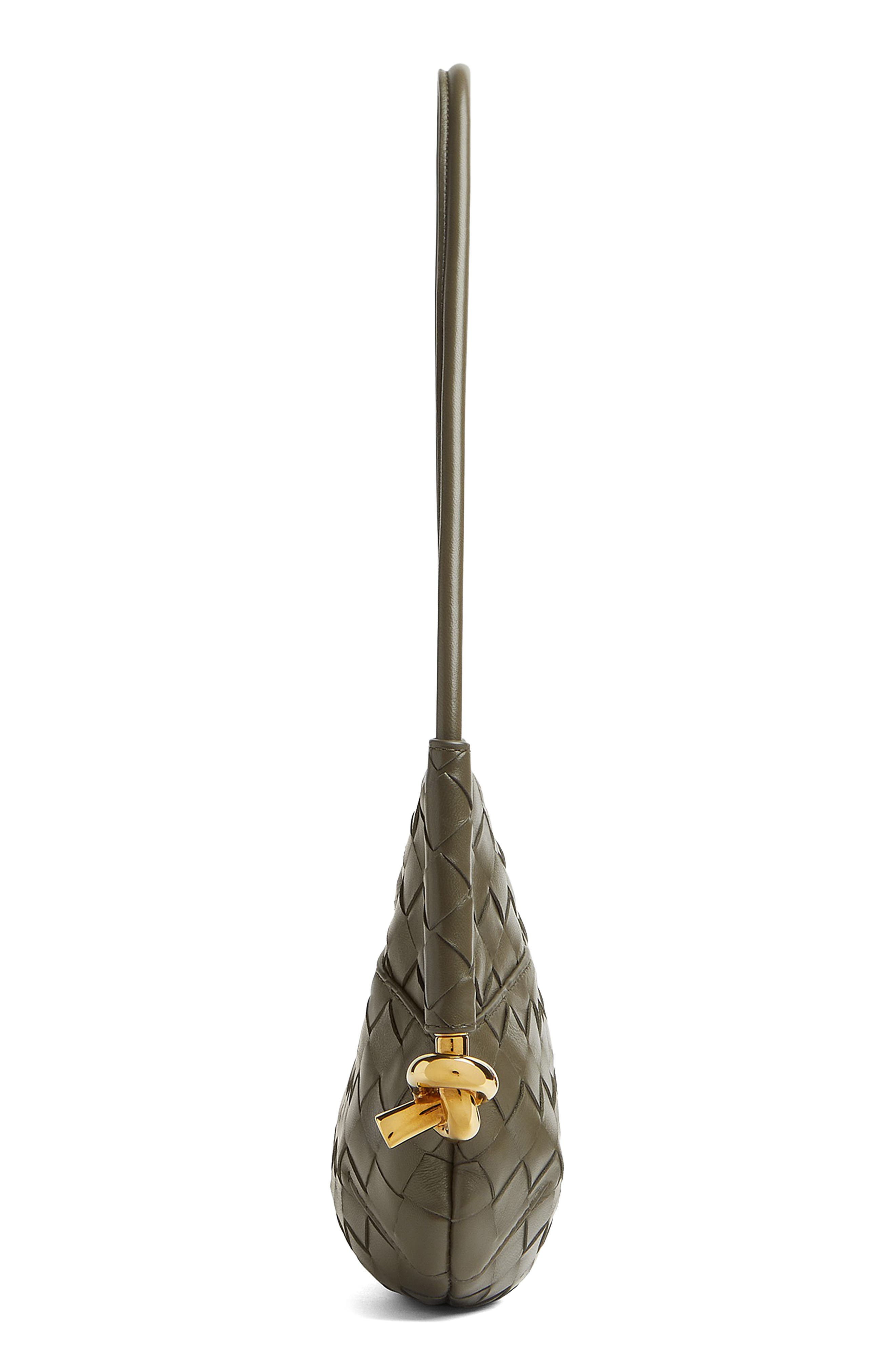 Bottega Veneta Mini Solstice Intrecciato Leather Hobo Bag in 3230 Cypress-Muse Brass at Nordstrom - 4
