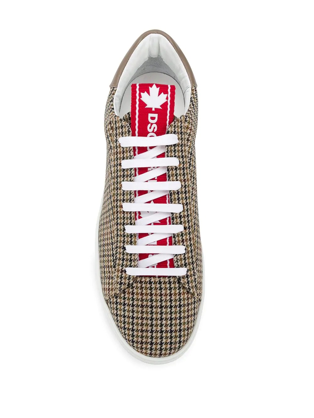 houndstooth patterned logo patch sneakers - 4