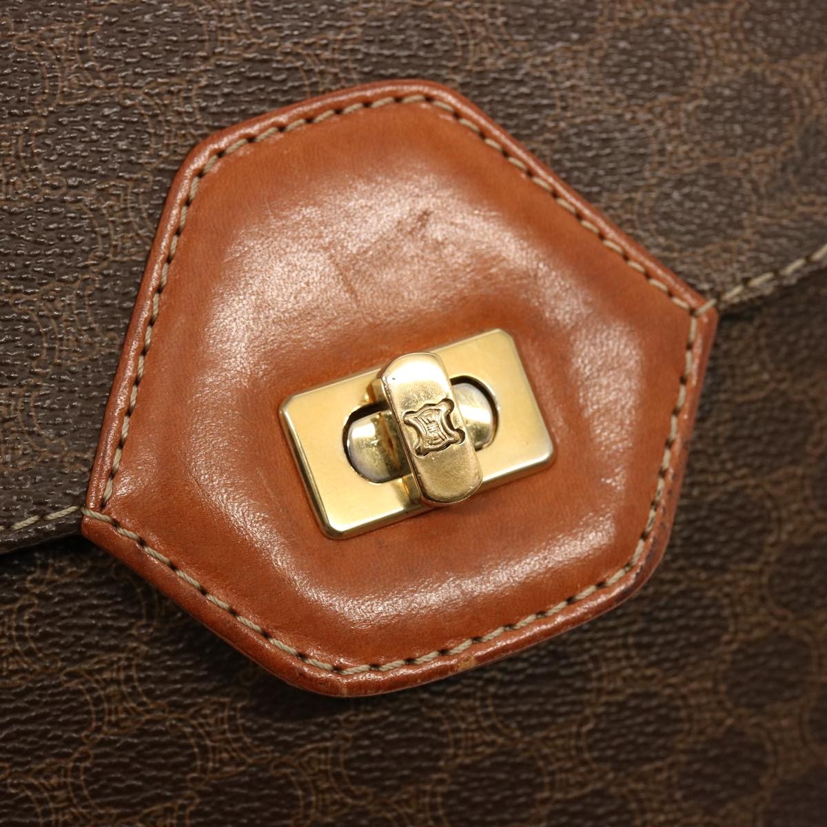 CELINE Macadam Canvas Hand Bag Pvc Brown - 9