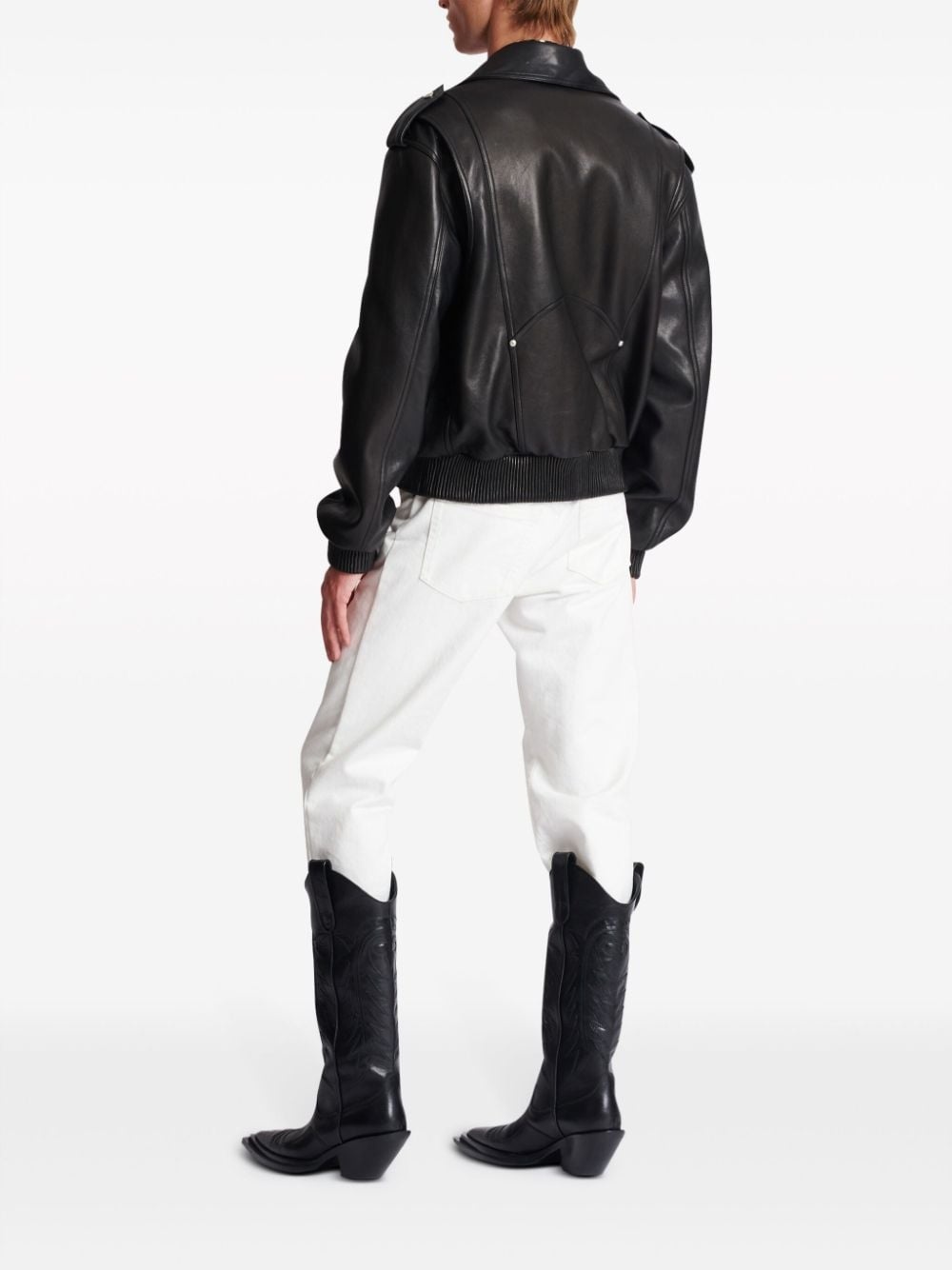 leather biker jacket - 5