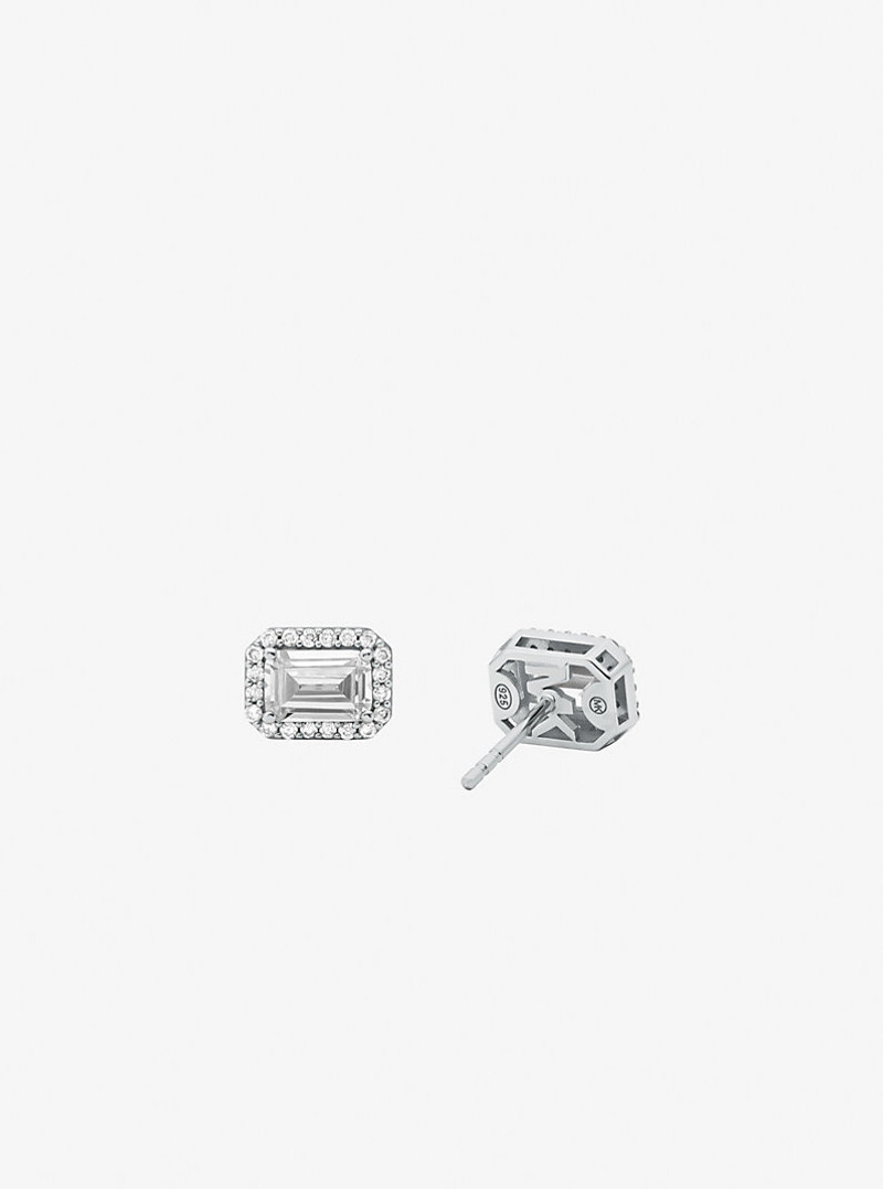 MICHAEL KORS Precious Metal-Plated Pavé Halo Stud Earrings outlook