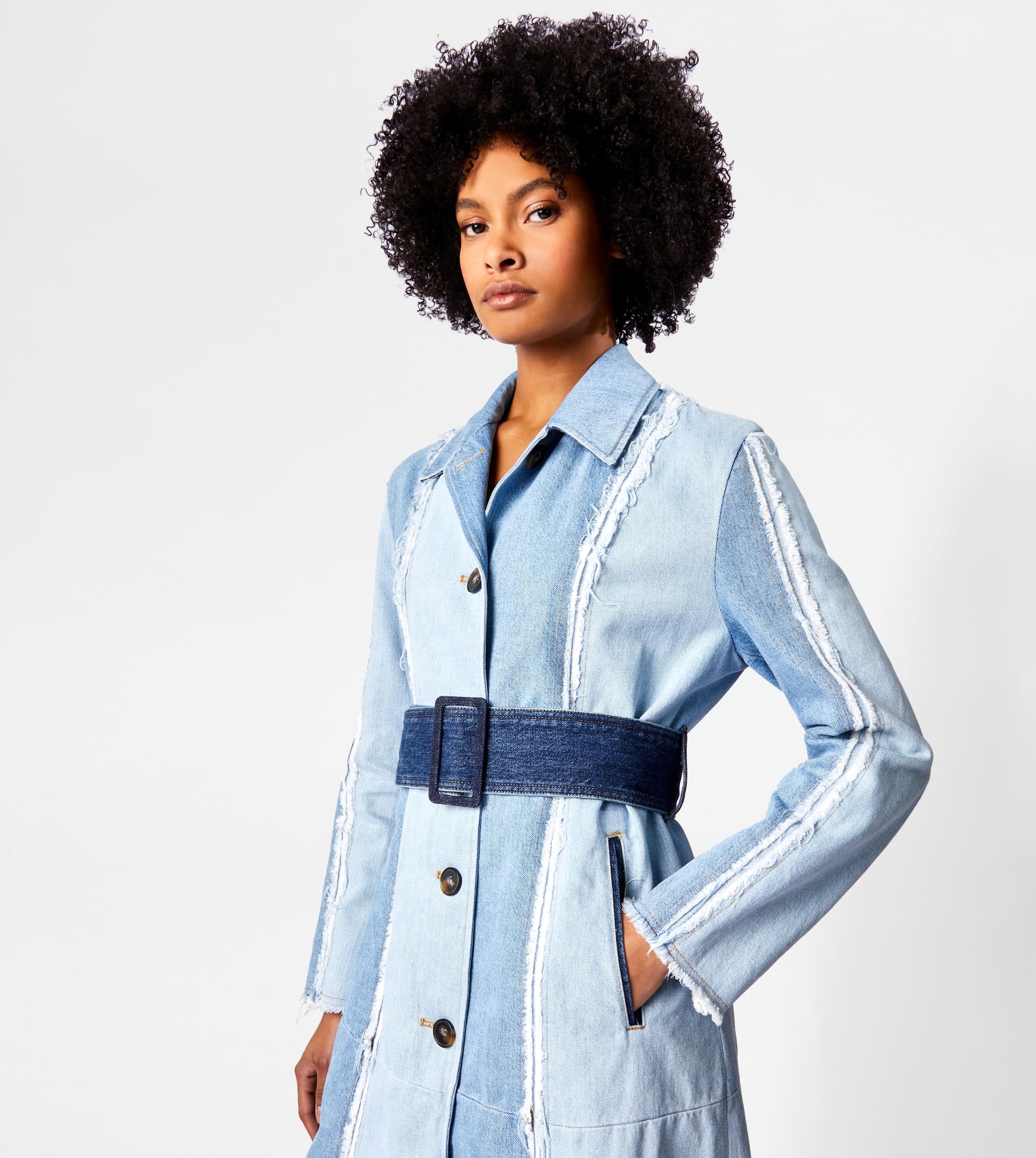 TRENCH COAT IN DENIM - BLUE, LIGHT BLUE - 6