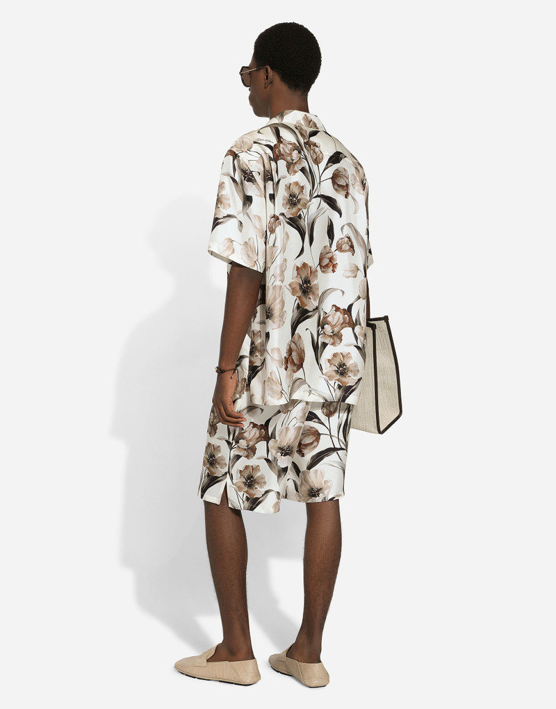 Silk Hawaiian shirt with tulip print 3