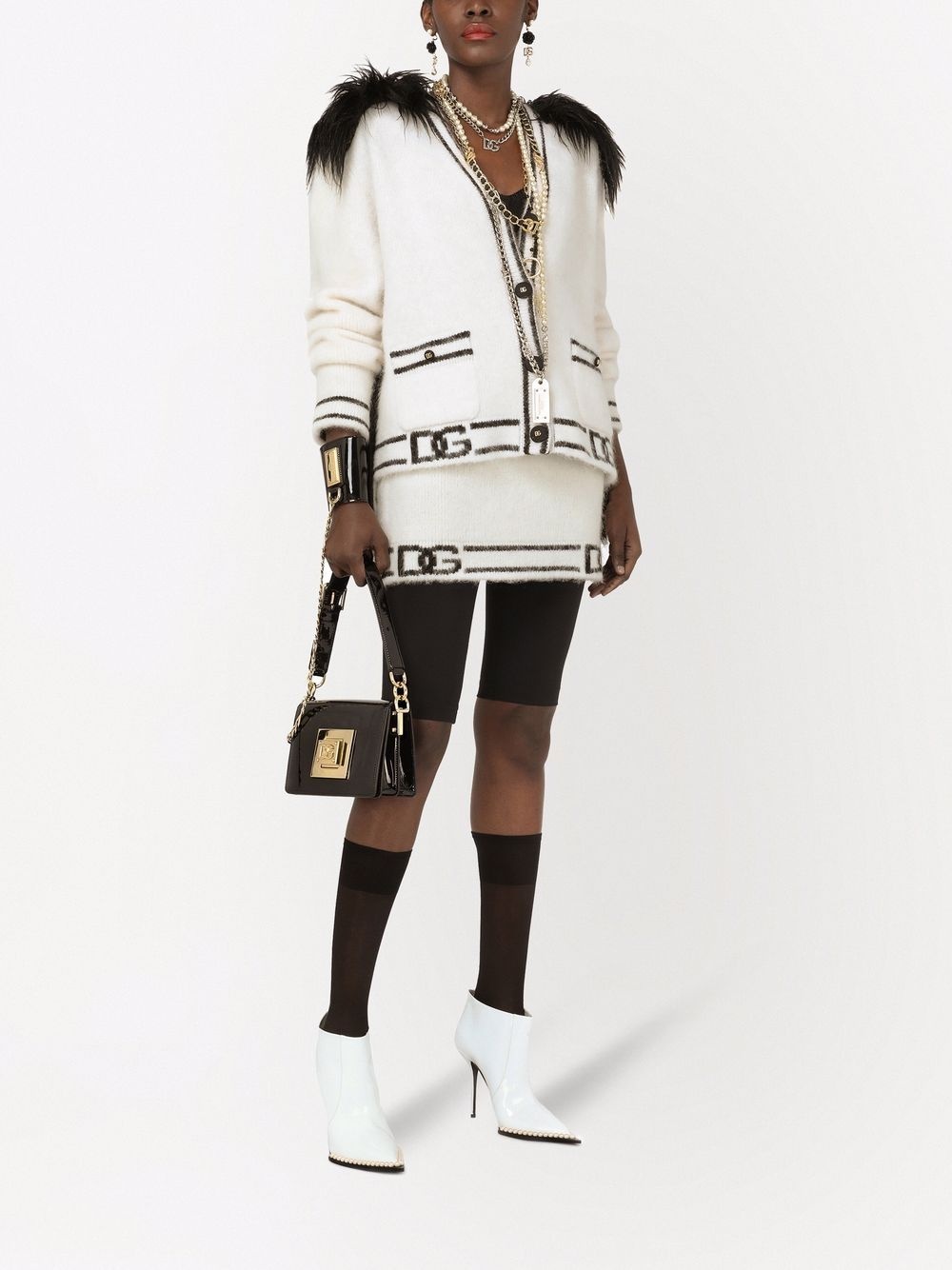 faux-fur panelled cardigan - 2