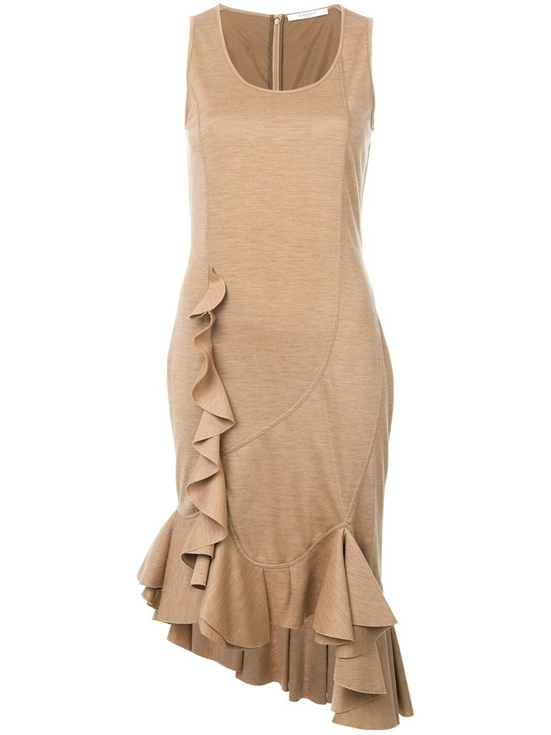 knitted frill-hem midi dress 1