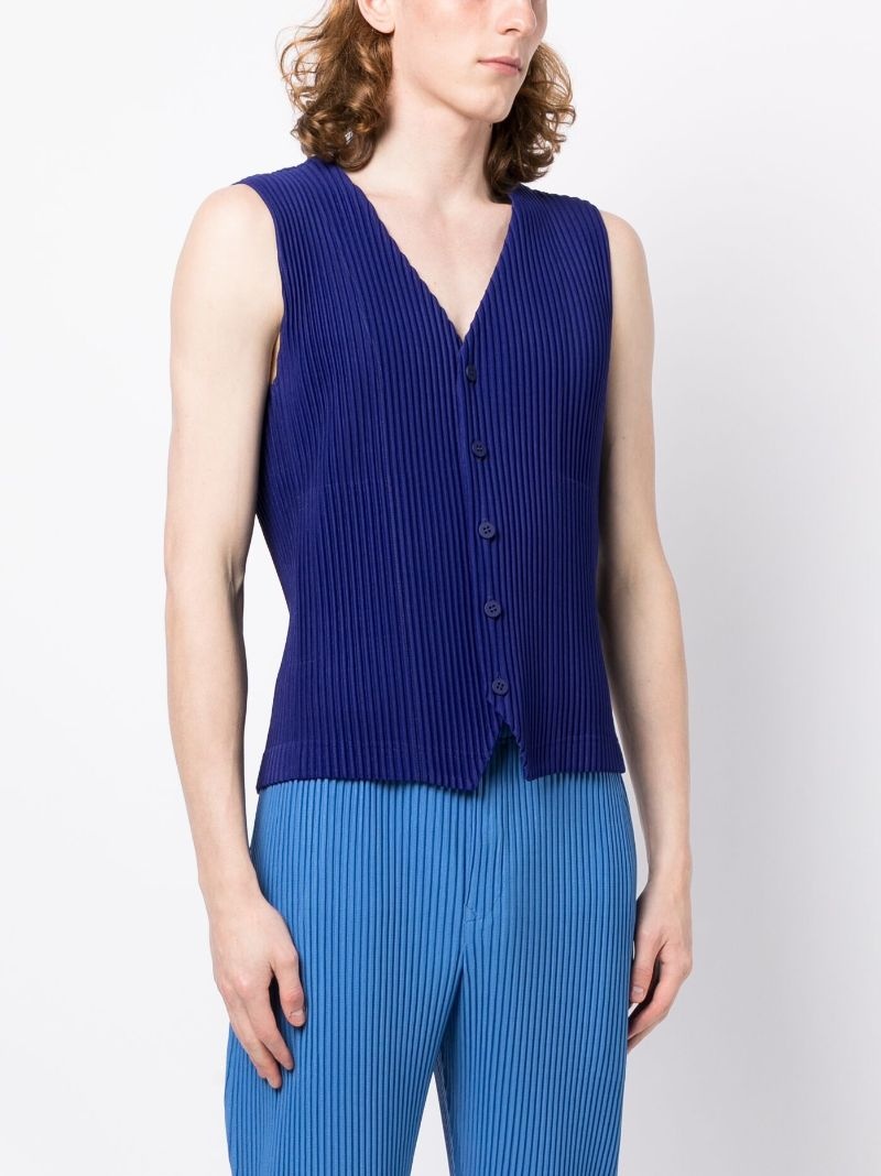 pleated V-neck vest - 3