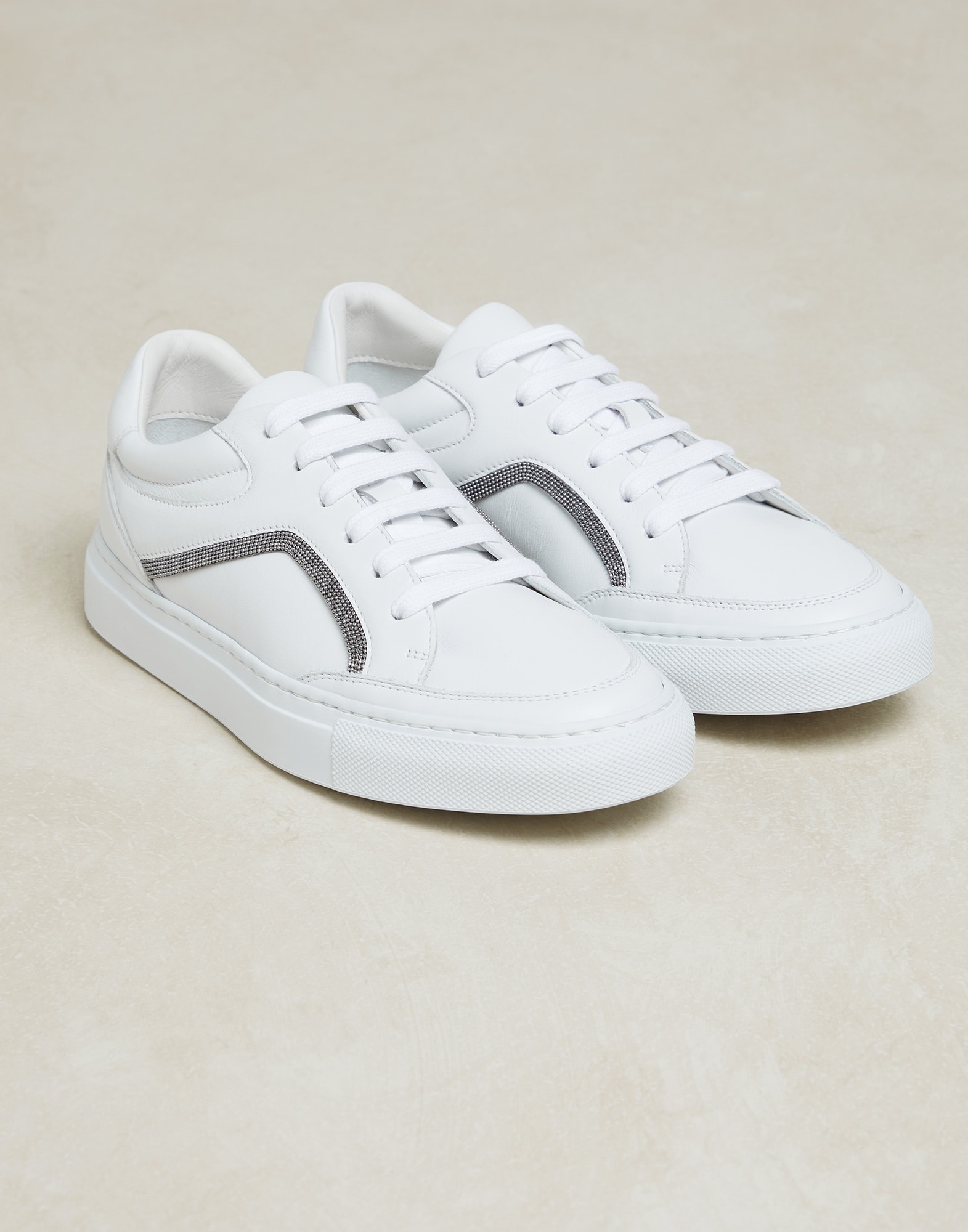 Matte calfskin sneakers with precious contour - 2