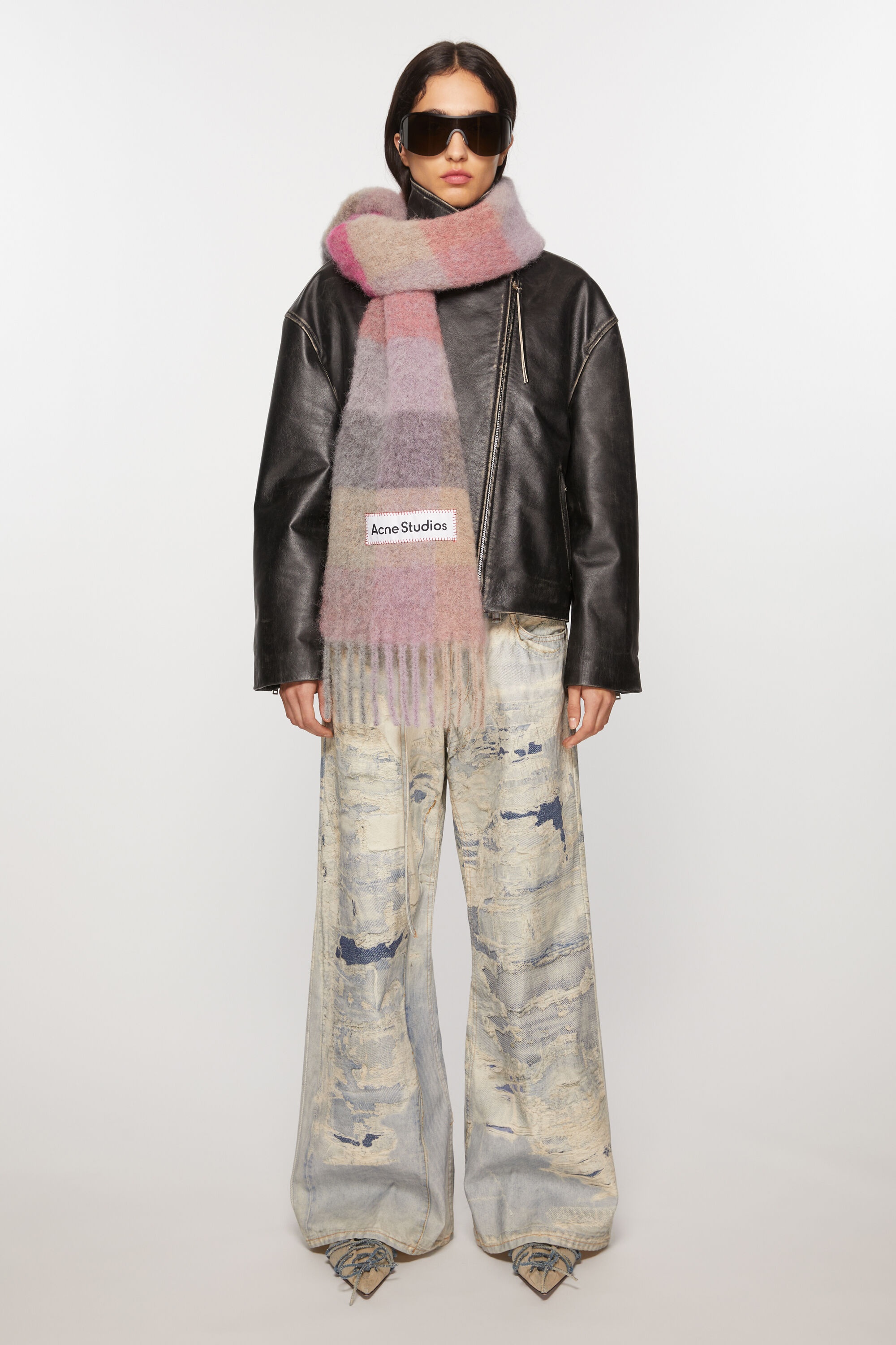 【Acne Studios】Mohair Check Scarf Fuchsia Lilac Pink/追跡付 Mohair Checked Scarf in Fuchsia, Lilac and Pink – Stoy