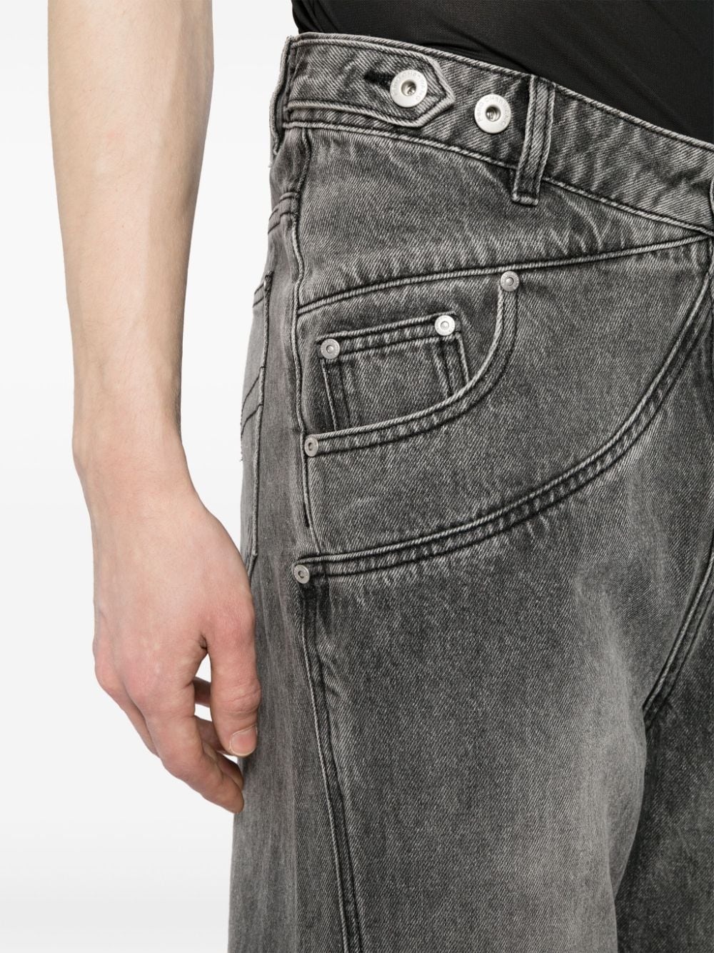 cross-waistband straight-leg jeans - 6