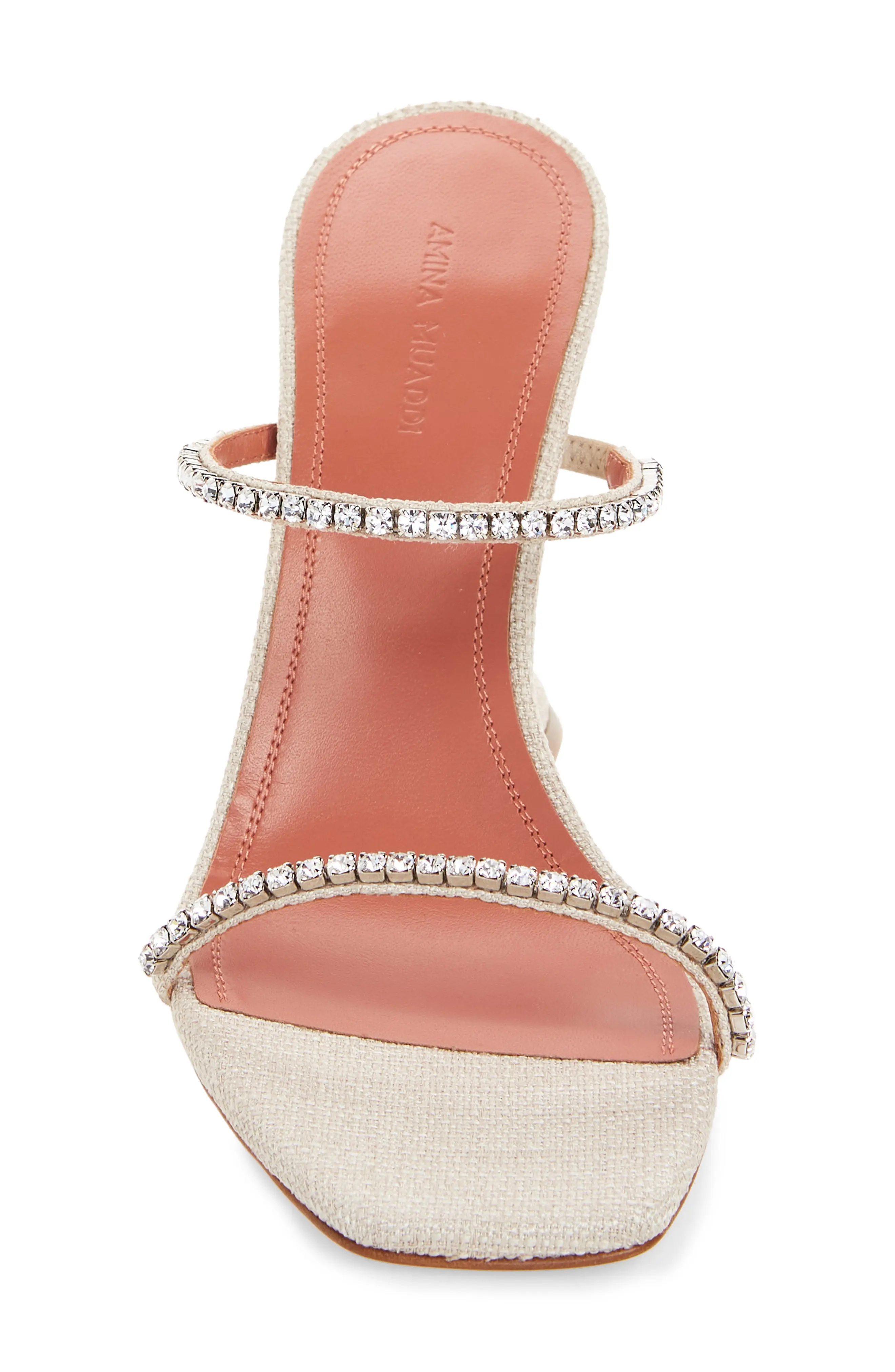 Gilda Crystal Strap Slide Sandal in Beige/Crystal - 4