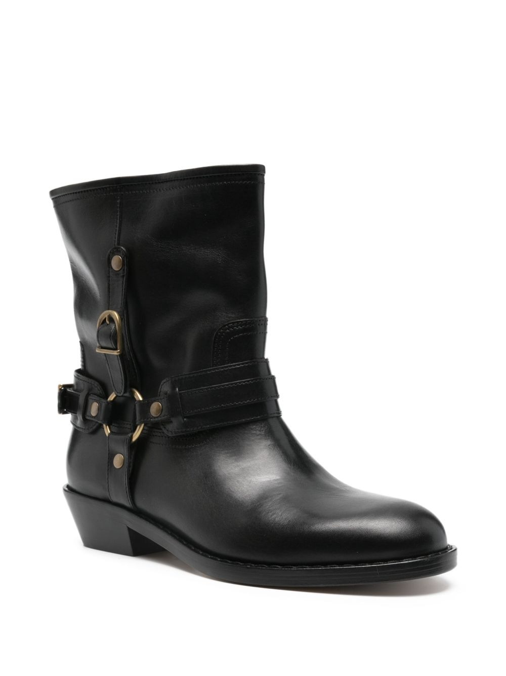 35mm leather biker boots - 2
