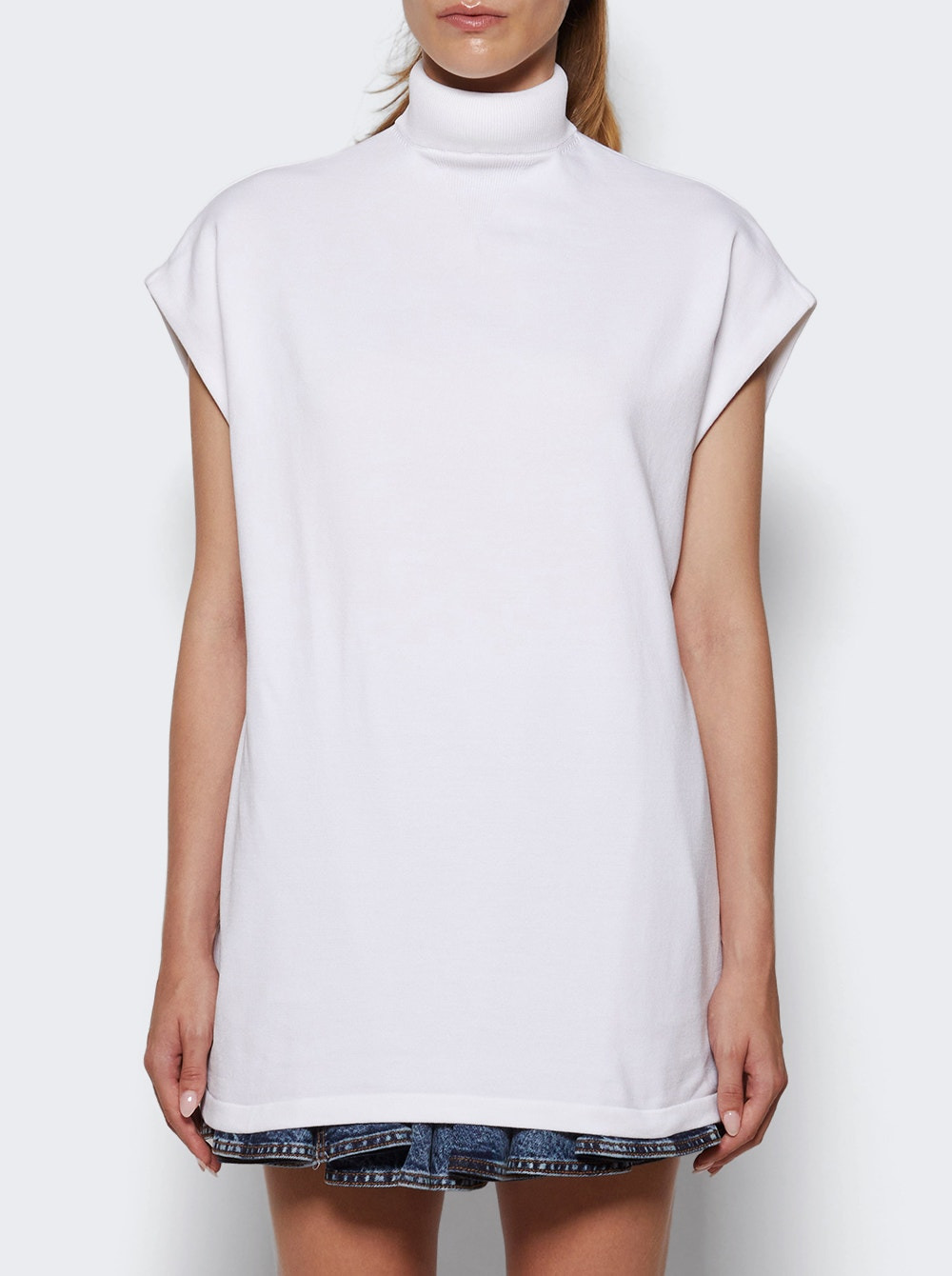 High Neck Tunic Top White - 3