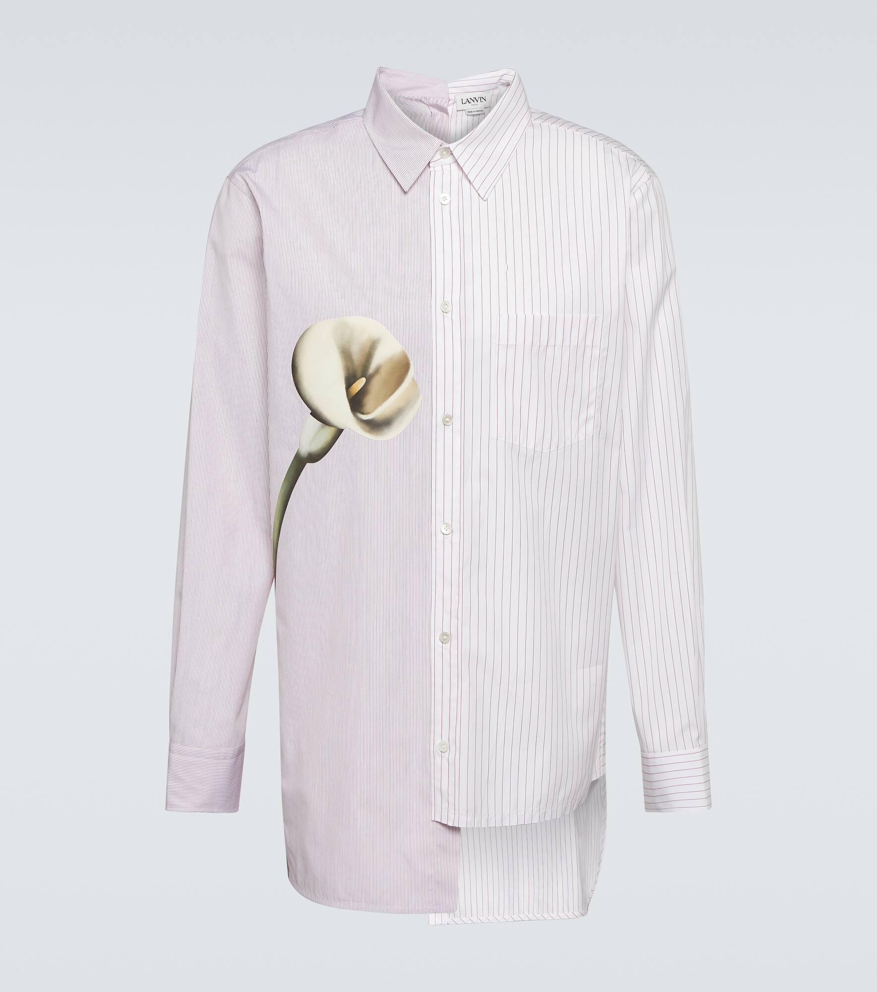 Asymmetric printed cotton poplin shirt - 1