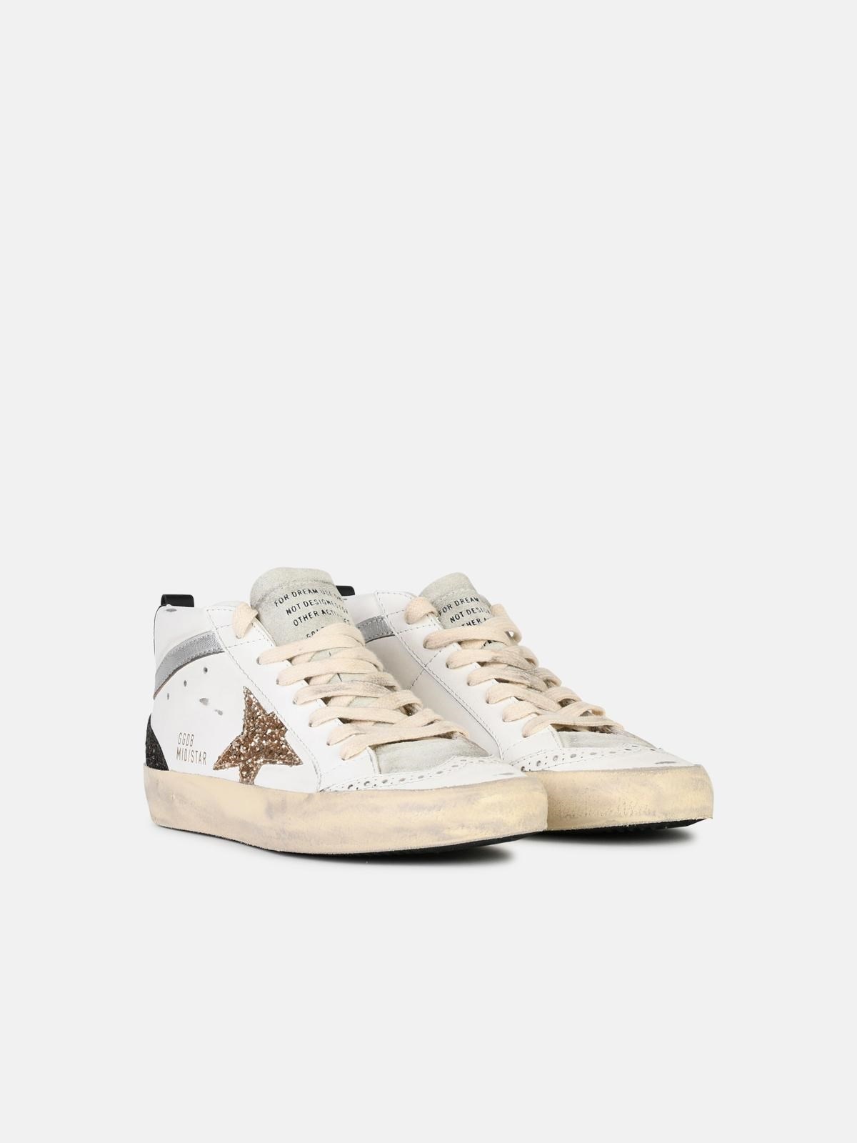 'MID STAR CLASSIC' WHITE LEATHER BLEND SNEAKERS - 3