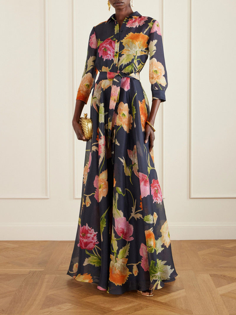 CAROLINA HERRERA Belted Floral-print Silk-organza Gown outlook