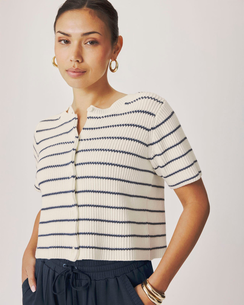 Splendid Delilah Striped Short Sleeve Cardigan outlook