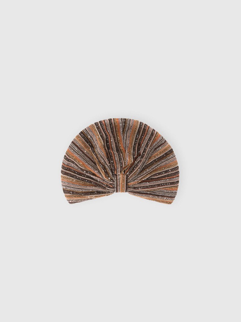 Ribbed lamé viscose turban with sequins 1