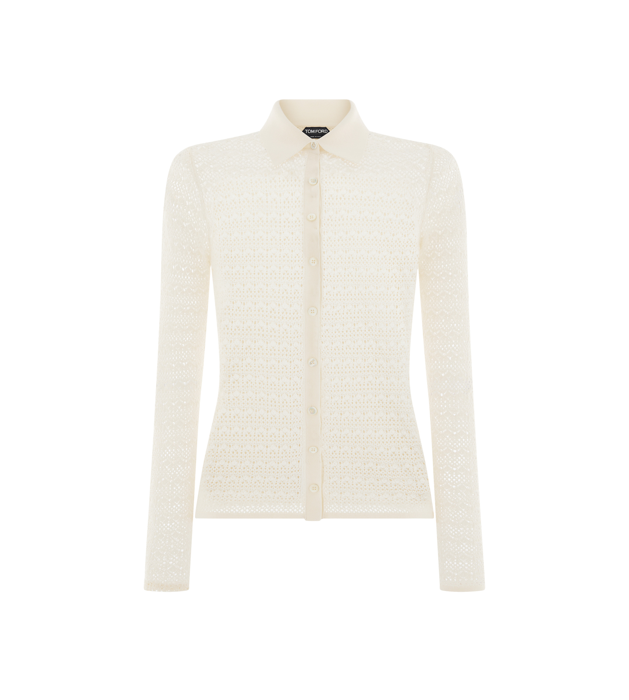 OPENWORK STRETCH VISCOSE KNIT SHIRT - 1