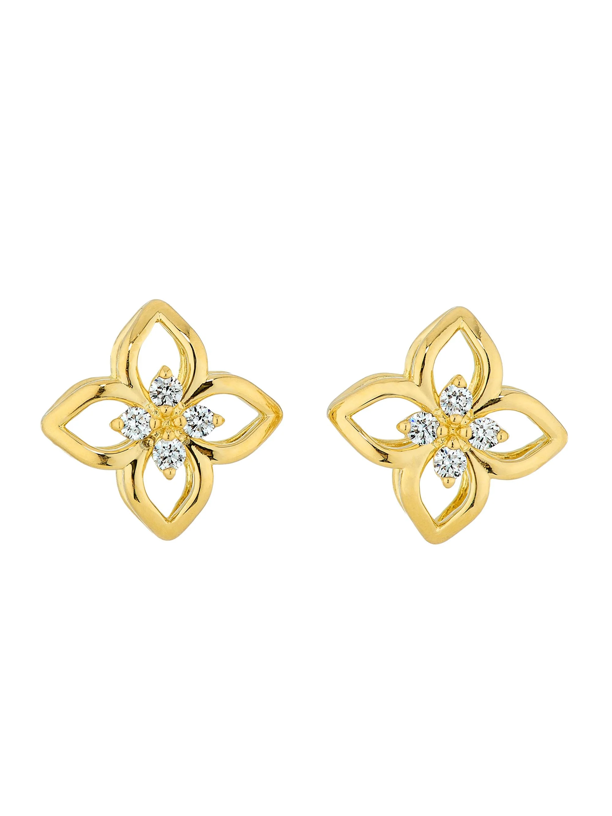 Women's Venetian Princess 18K Yellow Gold & 0.12 TCW Diamond Flower Stud Earrings - Yellow Gold - 1