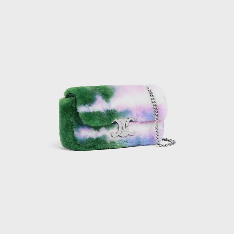 CELINE CHAIN SHOULDER BAG triomphe in SHEARLING TIE DYE outlook
