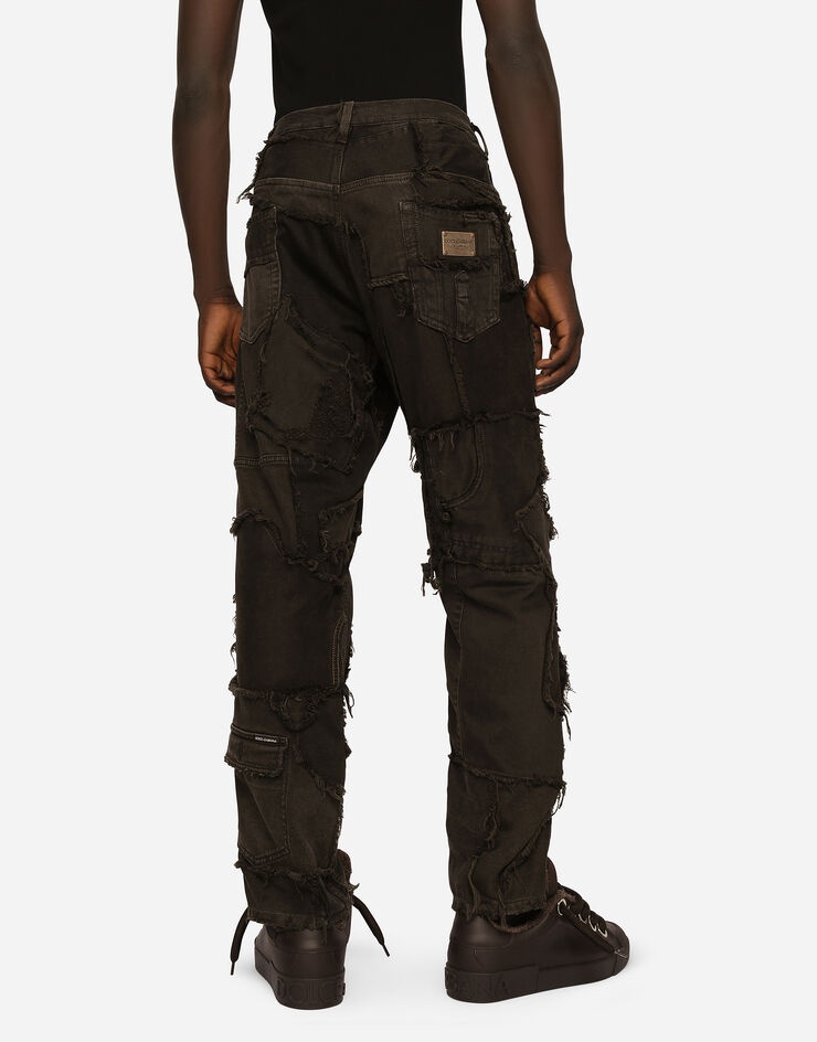 Loose overdyed patchwork denim jeans - 5