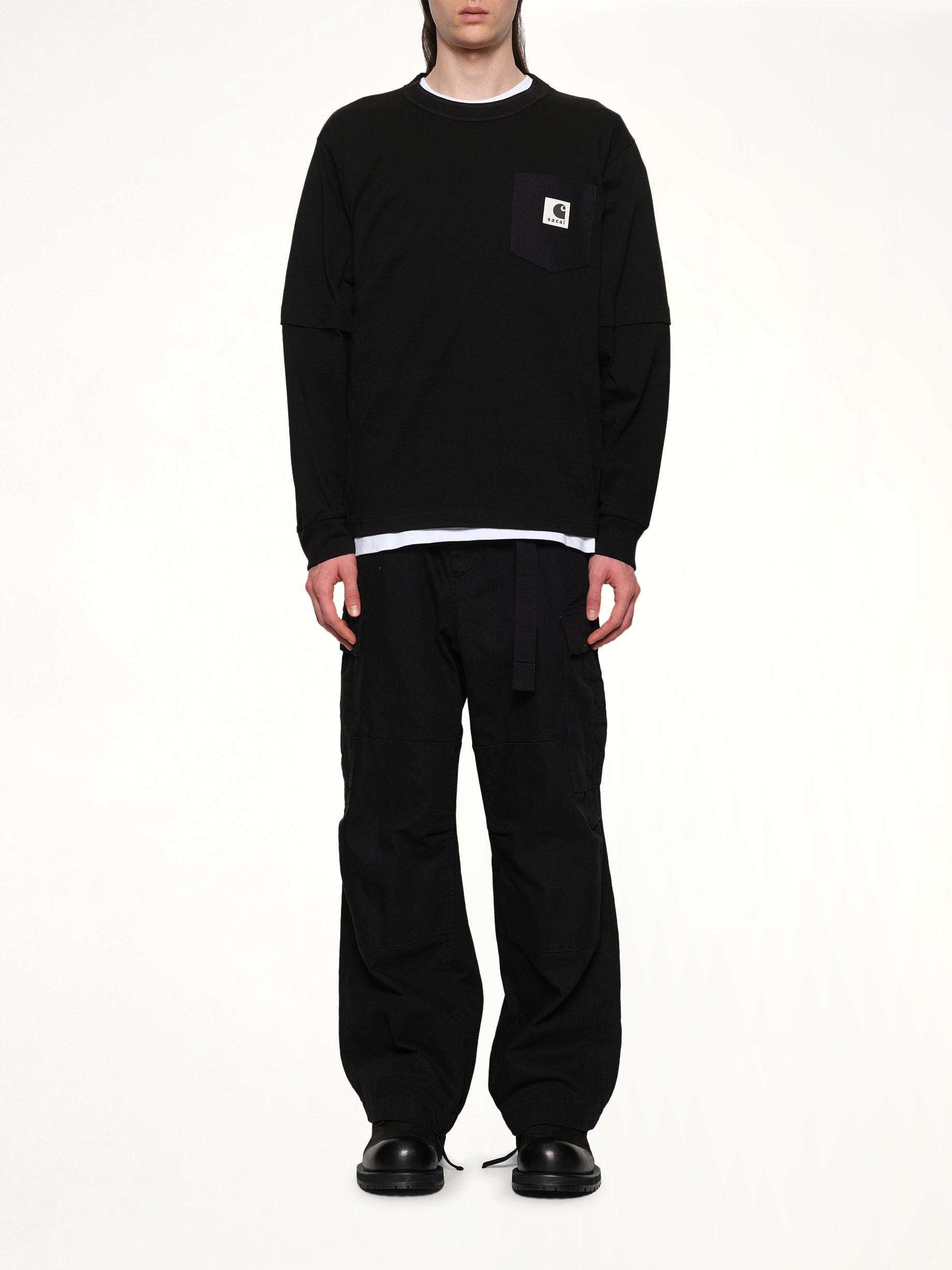 Carhartt WIP Cotton Jersey L/S T-Shirt in Black - 7