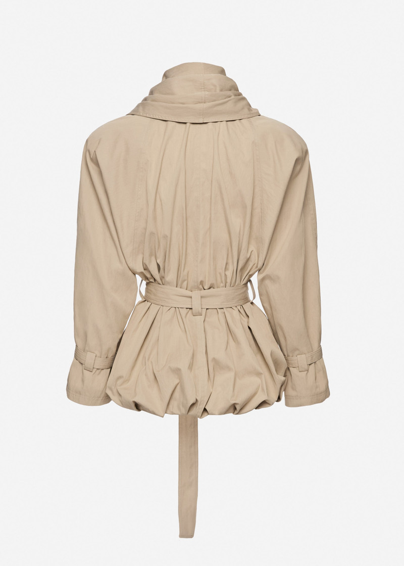 Draped collar cotton jacket in beige 2