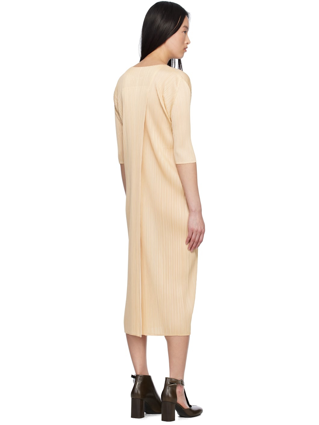 Beige Merry Bicolor Midi Dress - 3