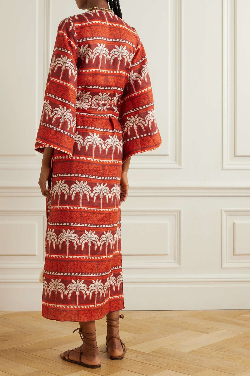 + NET SUSTAIN Wild Savannah belted tasseled printed linen dress 3