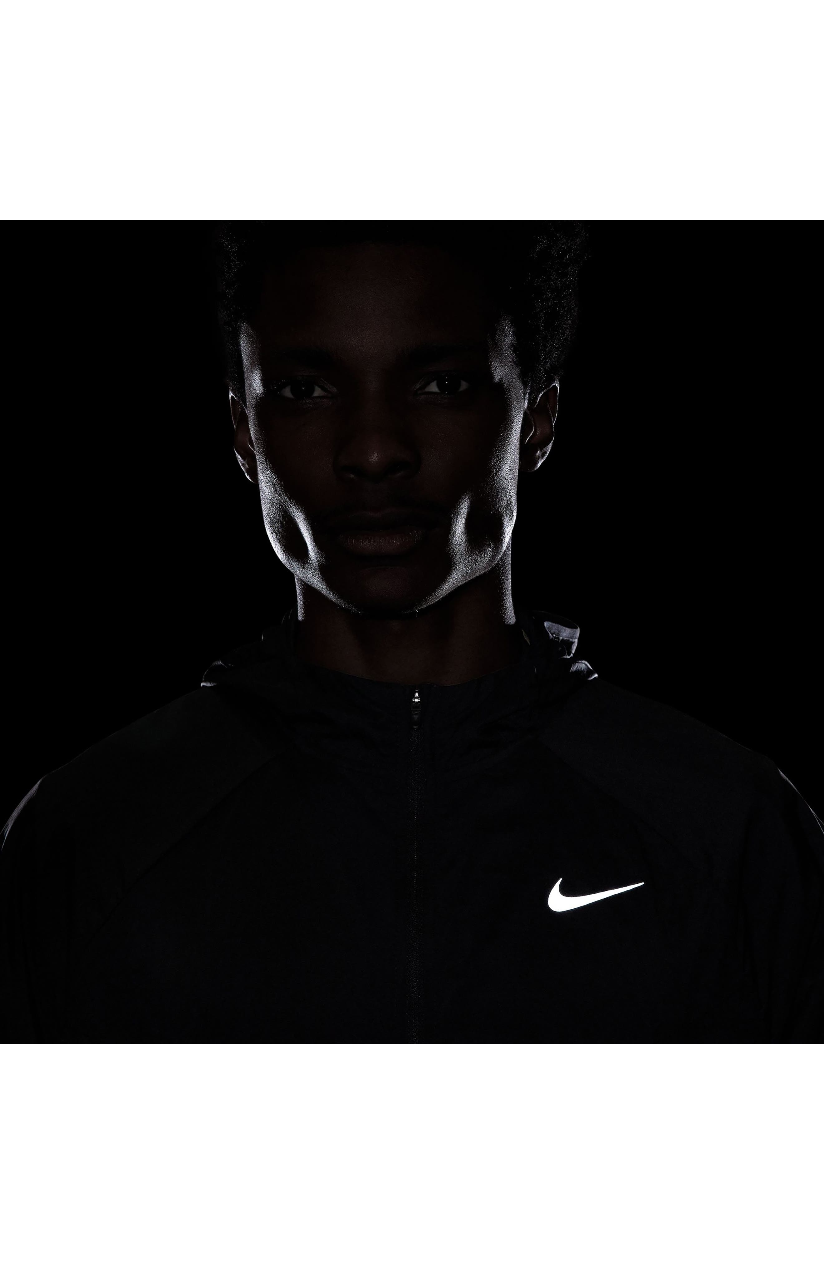 Nike Stride Dri-FIT UV Hooded Running Jacket in 010 Black/refsil at Nordstrom - 9