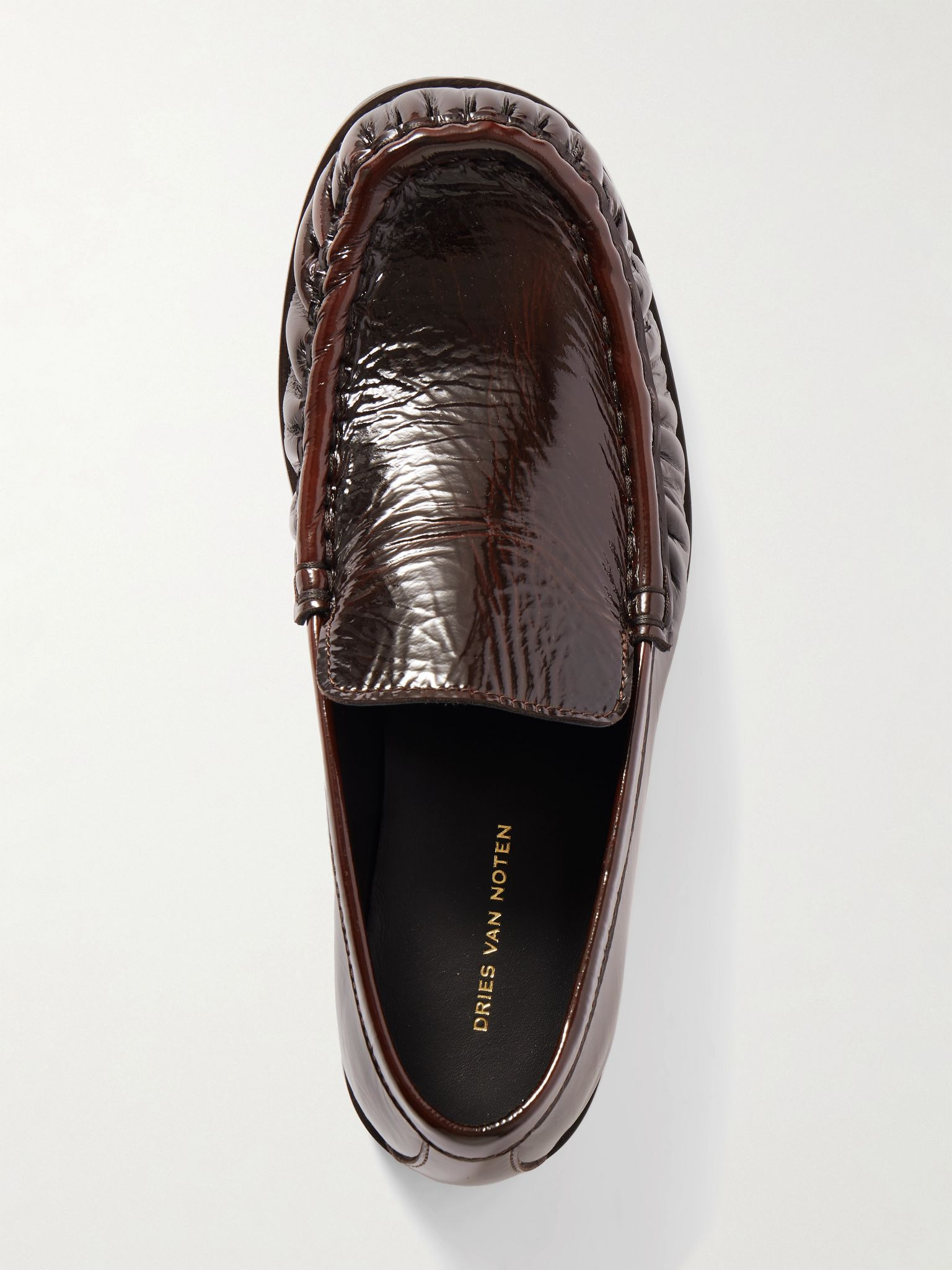 Patent crinkled-leather loafers Dark brown - 5