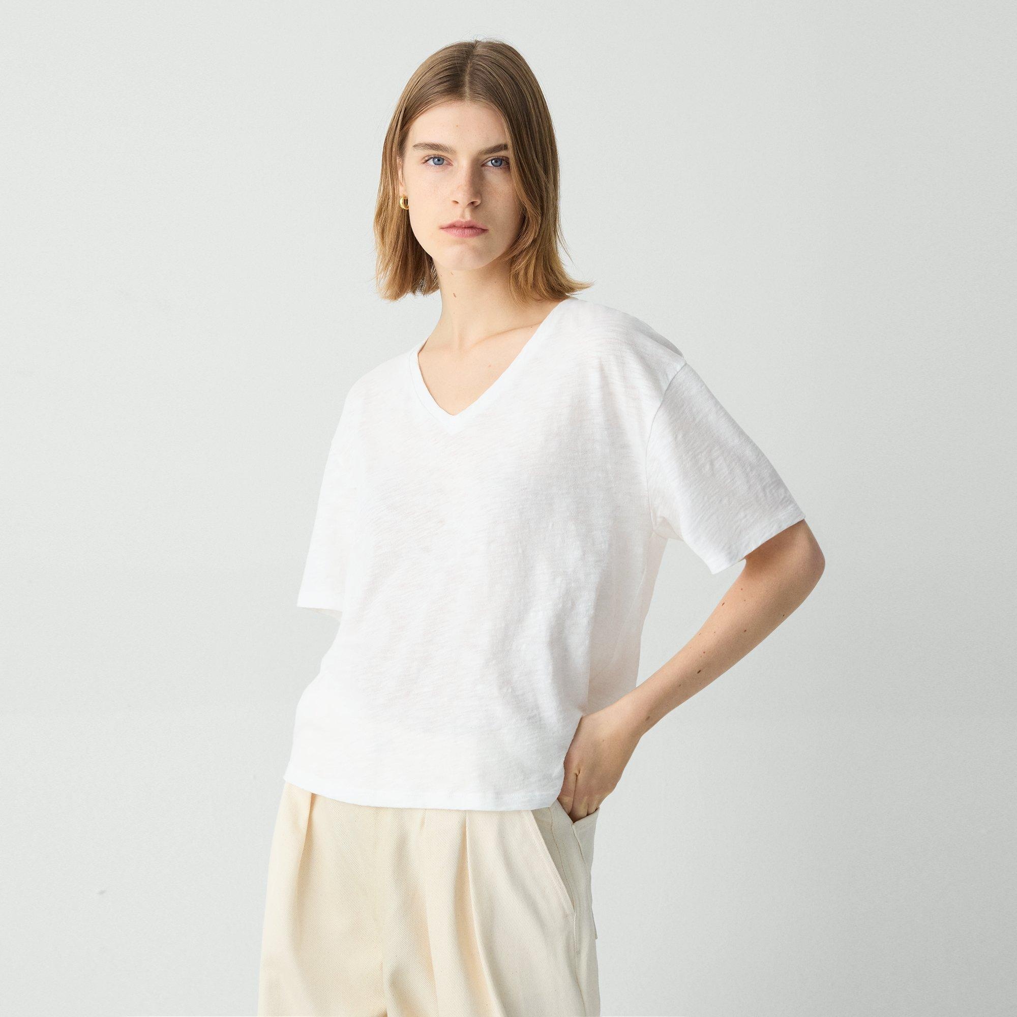 Relaxed V-Neck Tee in Cotton - 2