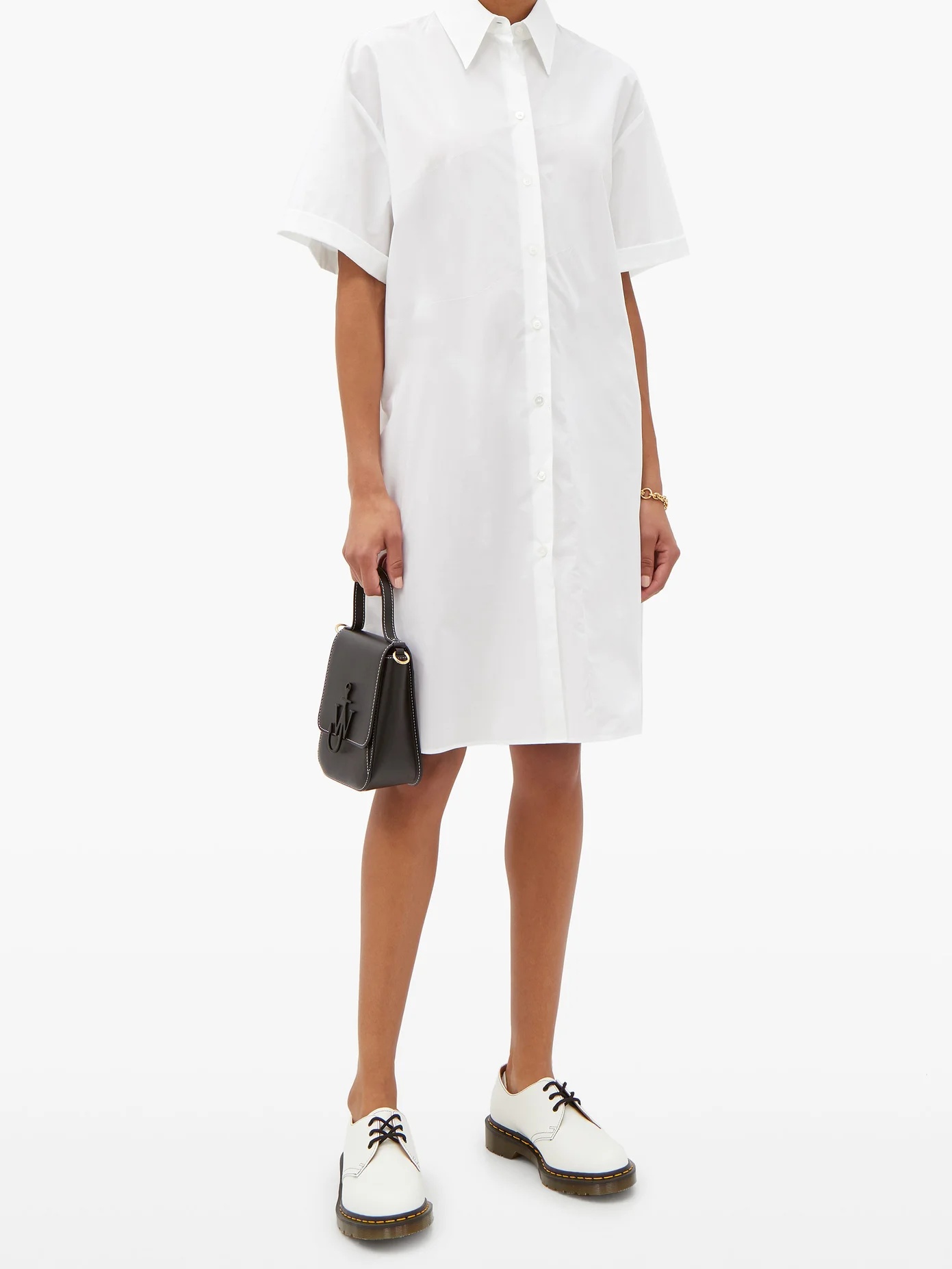 Oversized cotton-poplin shirt dress - 6