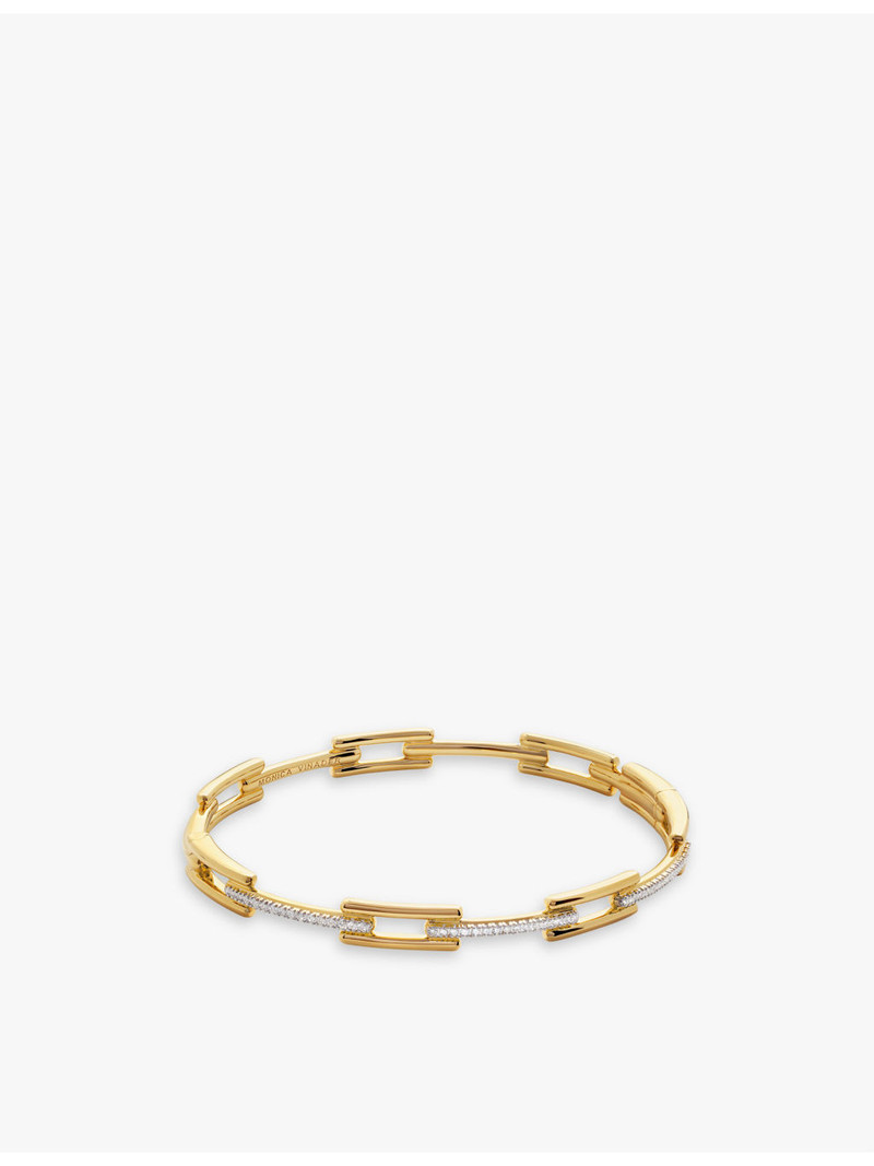 Signature Link 18ct yellow gold-plated vermeil sterling-silver and 0.27ct brilliant-cut lab-grown di 1
