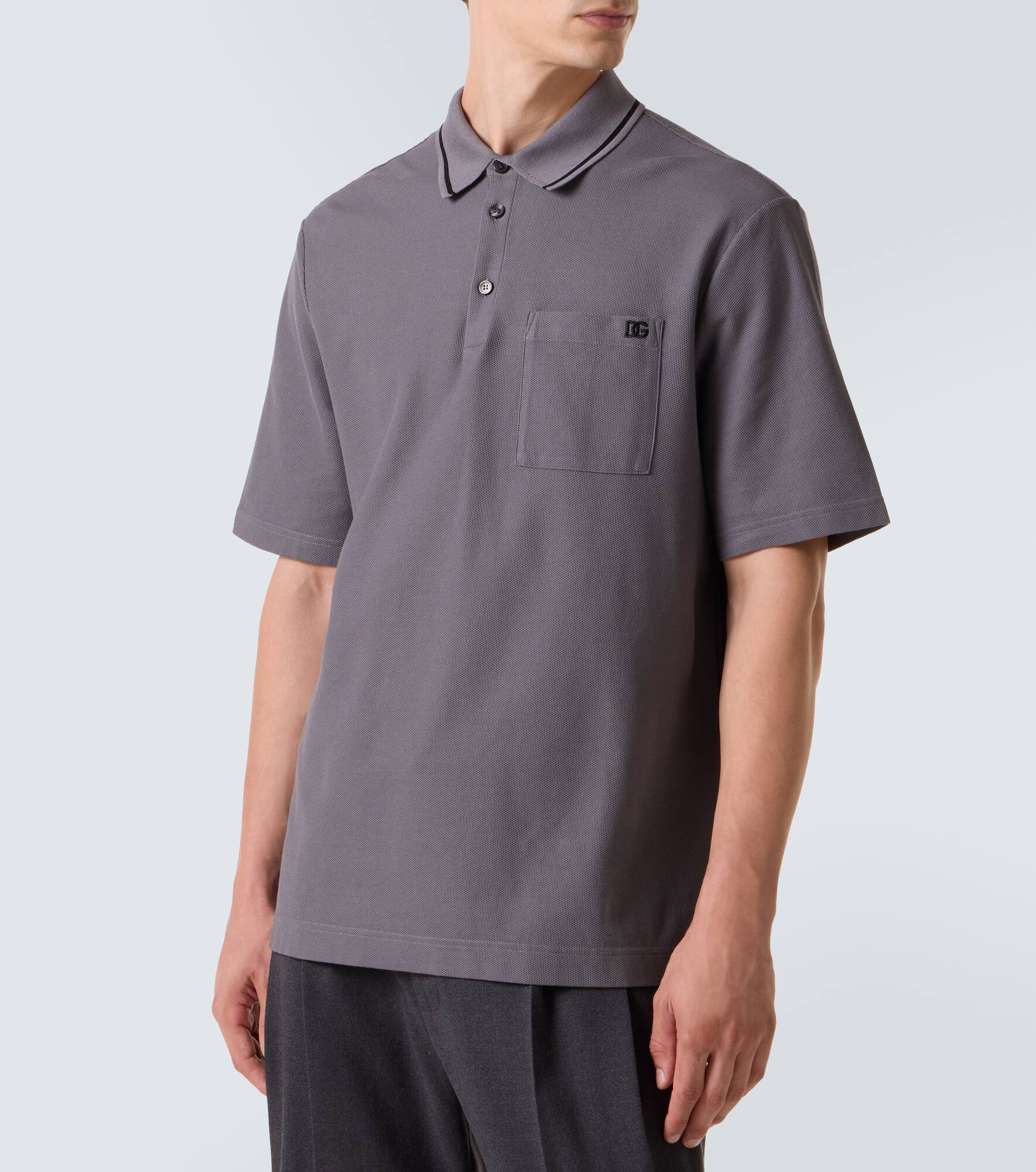 DG embroidered cotton piqué polo shirt - 3