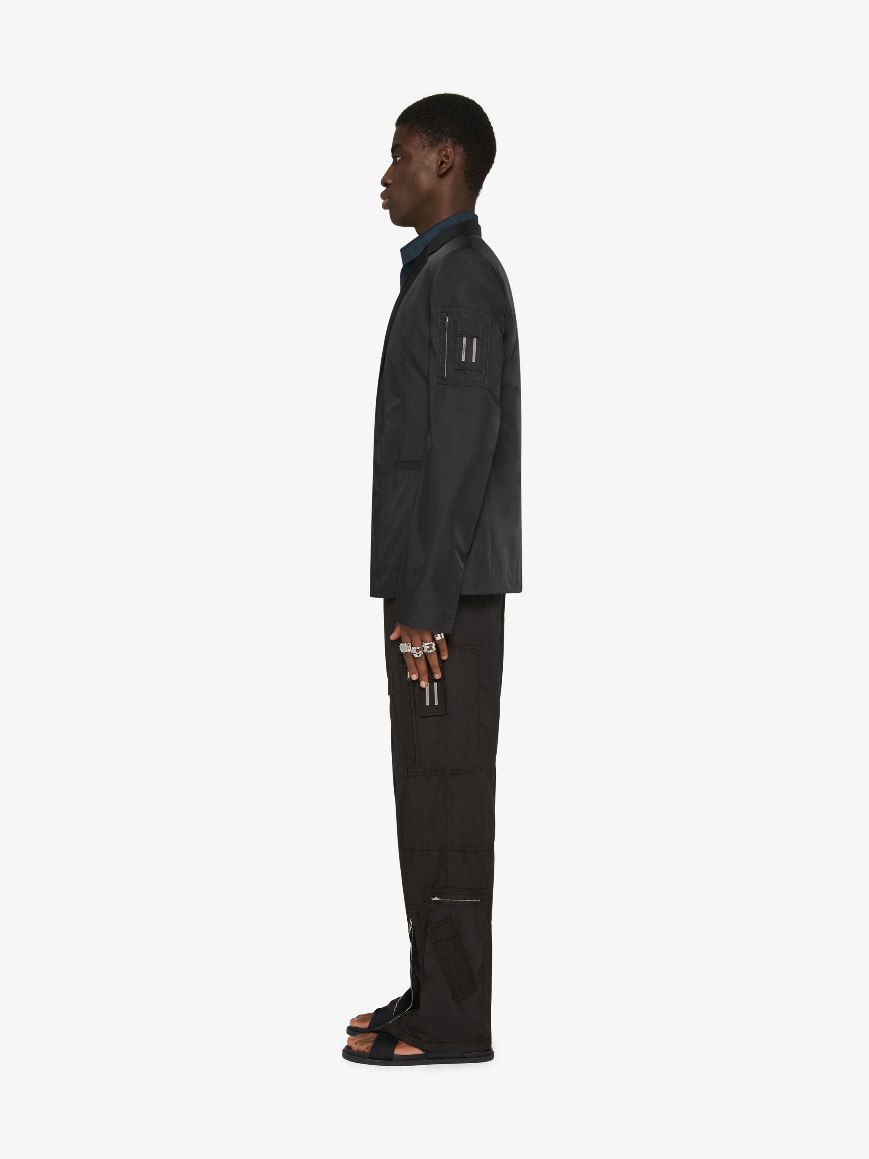 PANTS IN POPLIN WITH MULTI ZIPPED POCKETS - 3