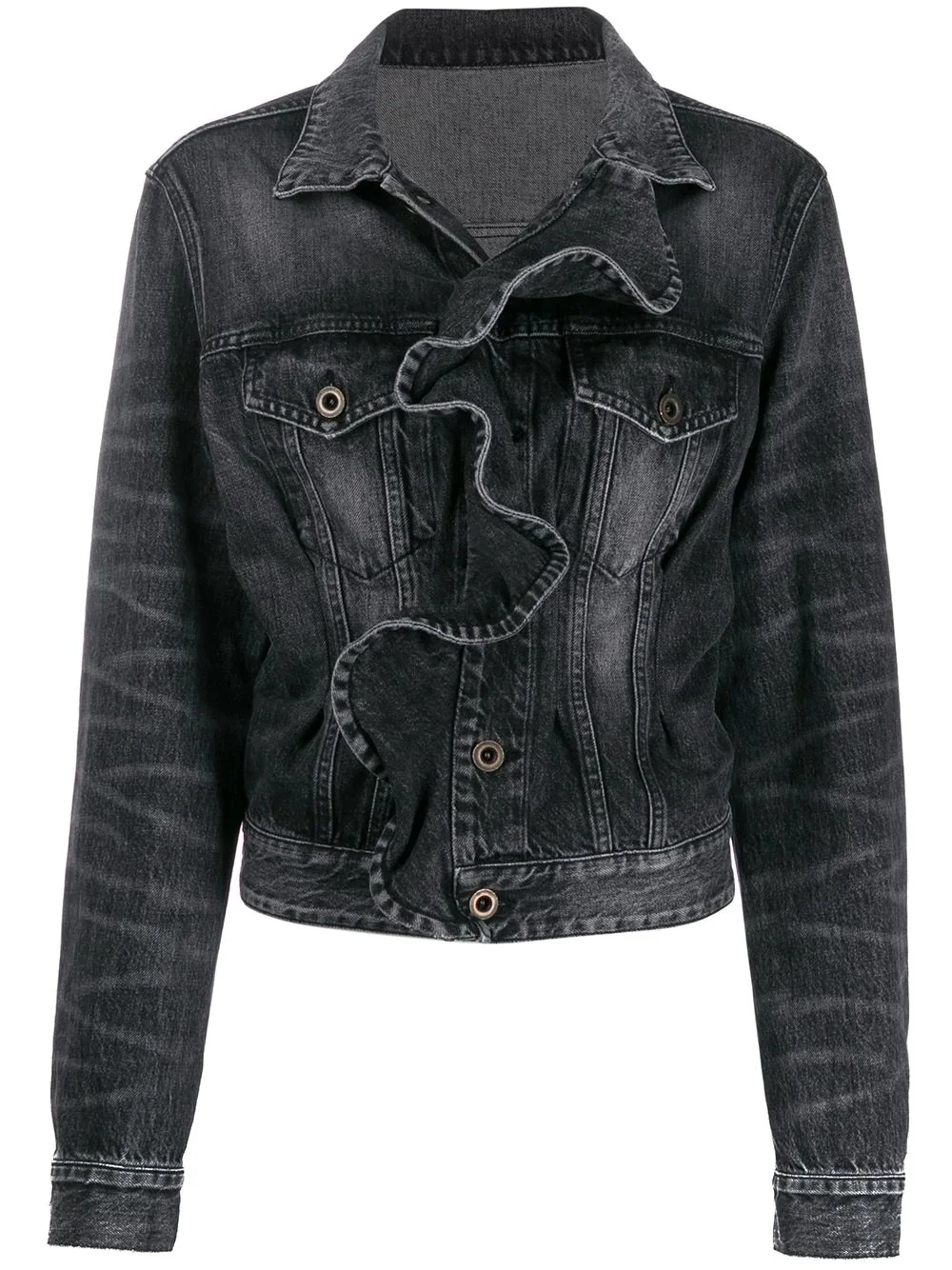 ruffled denim jacket - 1