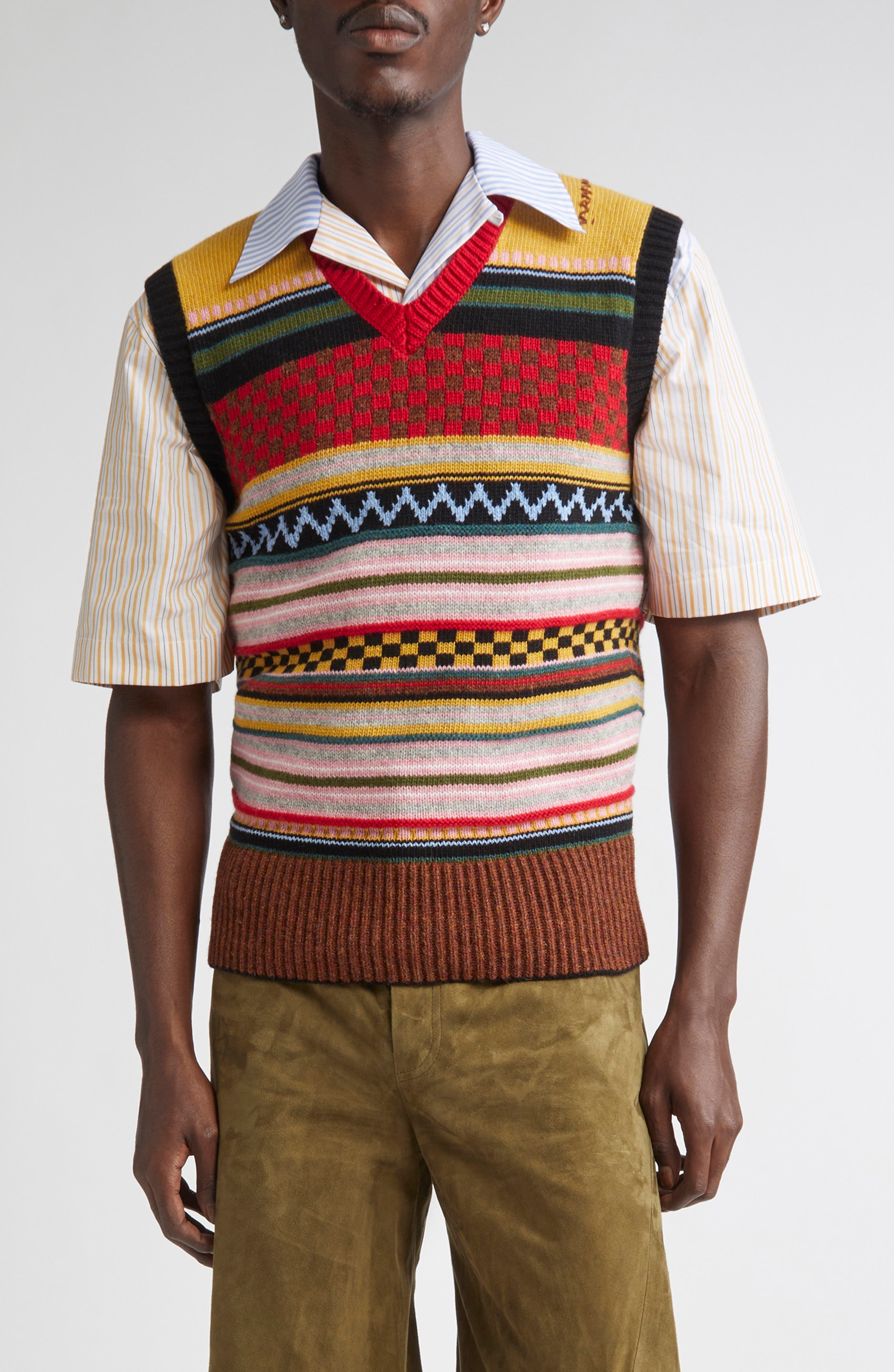 Marni V-Neck Sweater Vest in Multicolor at Nordstrom - 1