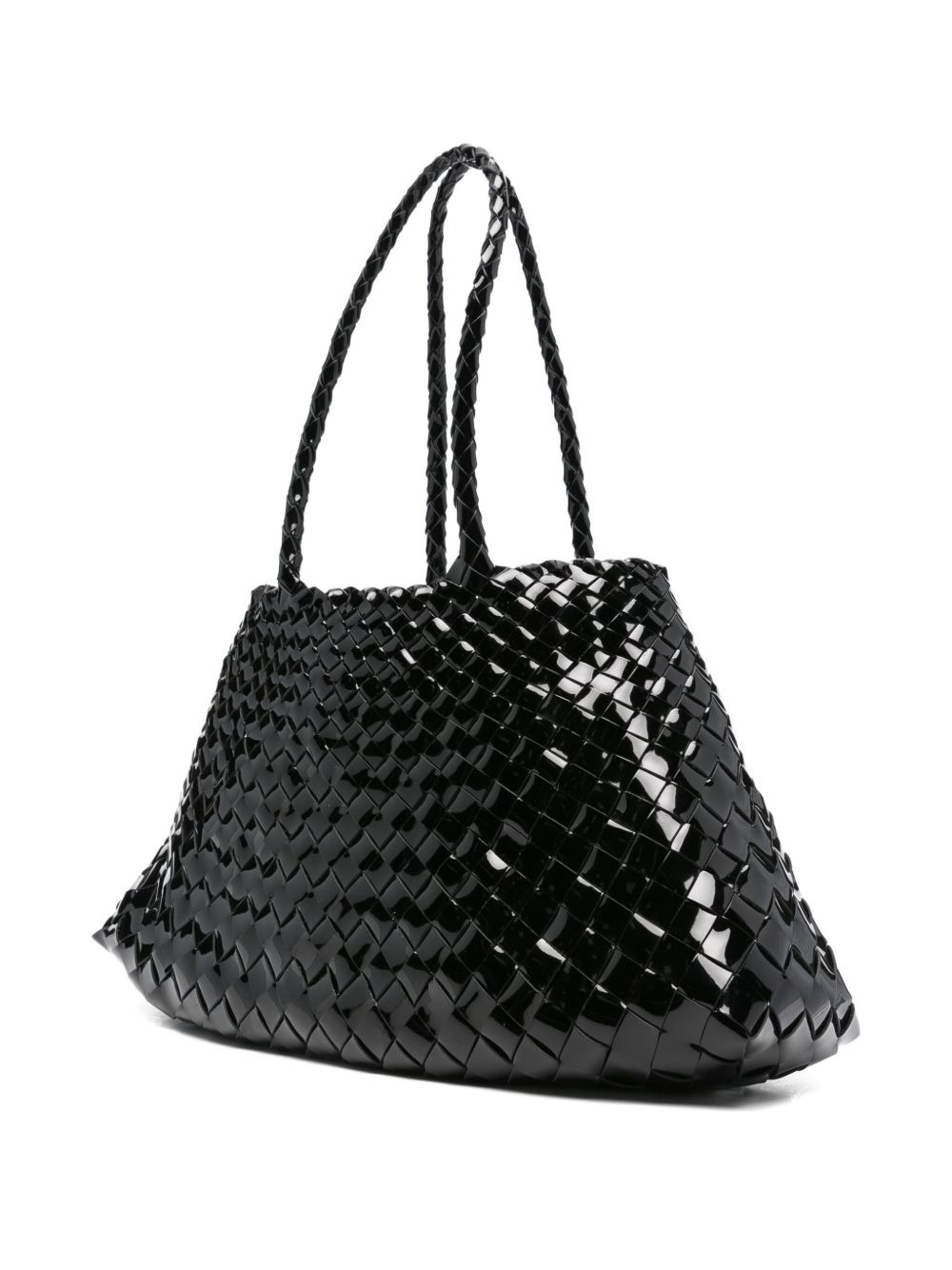 patent-leather woven tote bag - 3