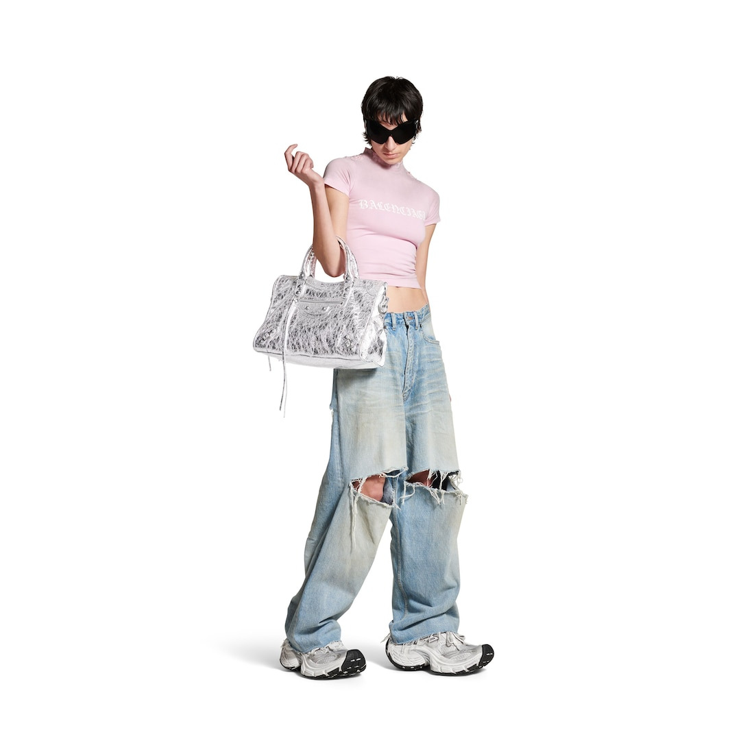 Women's Le City Medium Bag Metallized in Silver - 7