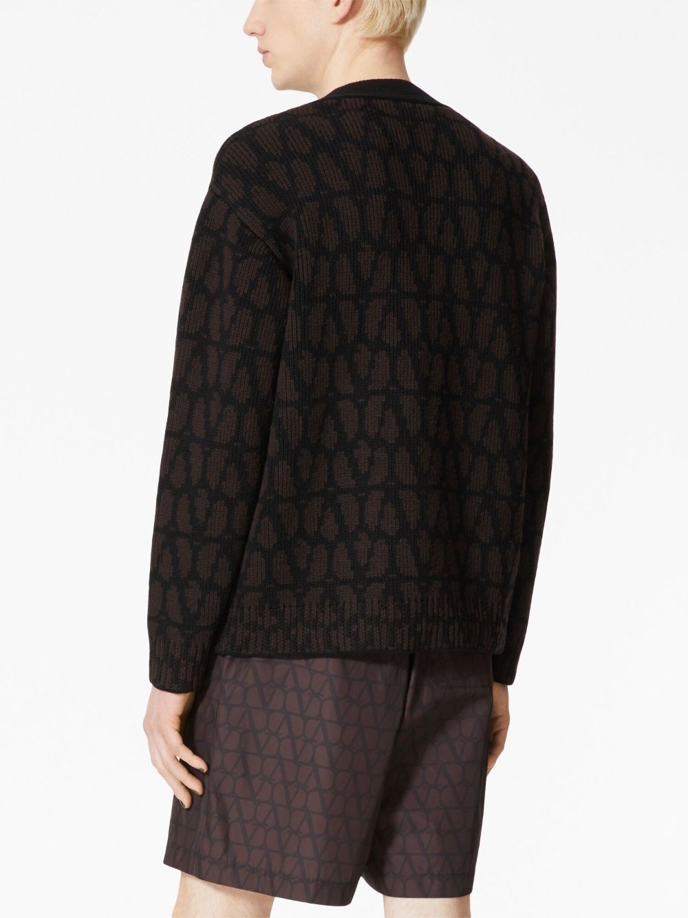 VLogo jacquard cardigan - 4