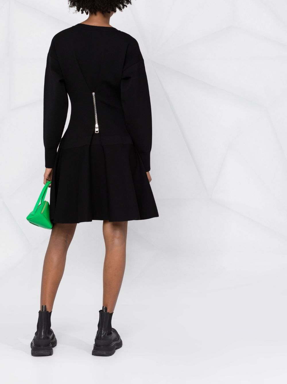 zip-detail flared dress - 4